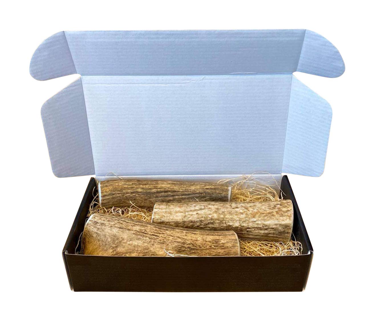 Premium Elk Antler Dog Chews for Large Dogs - Natural Long-Lasting Dental Treats (1lb Box, 3 Whole Pieces) - Perfect for Aggressive Chewers & Teeth Cleaning