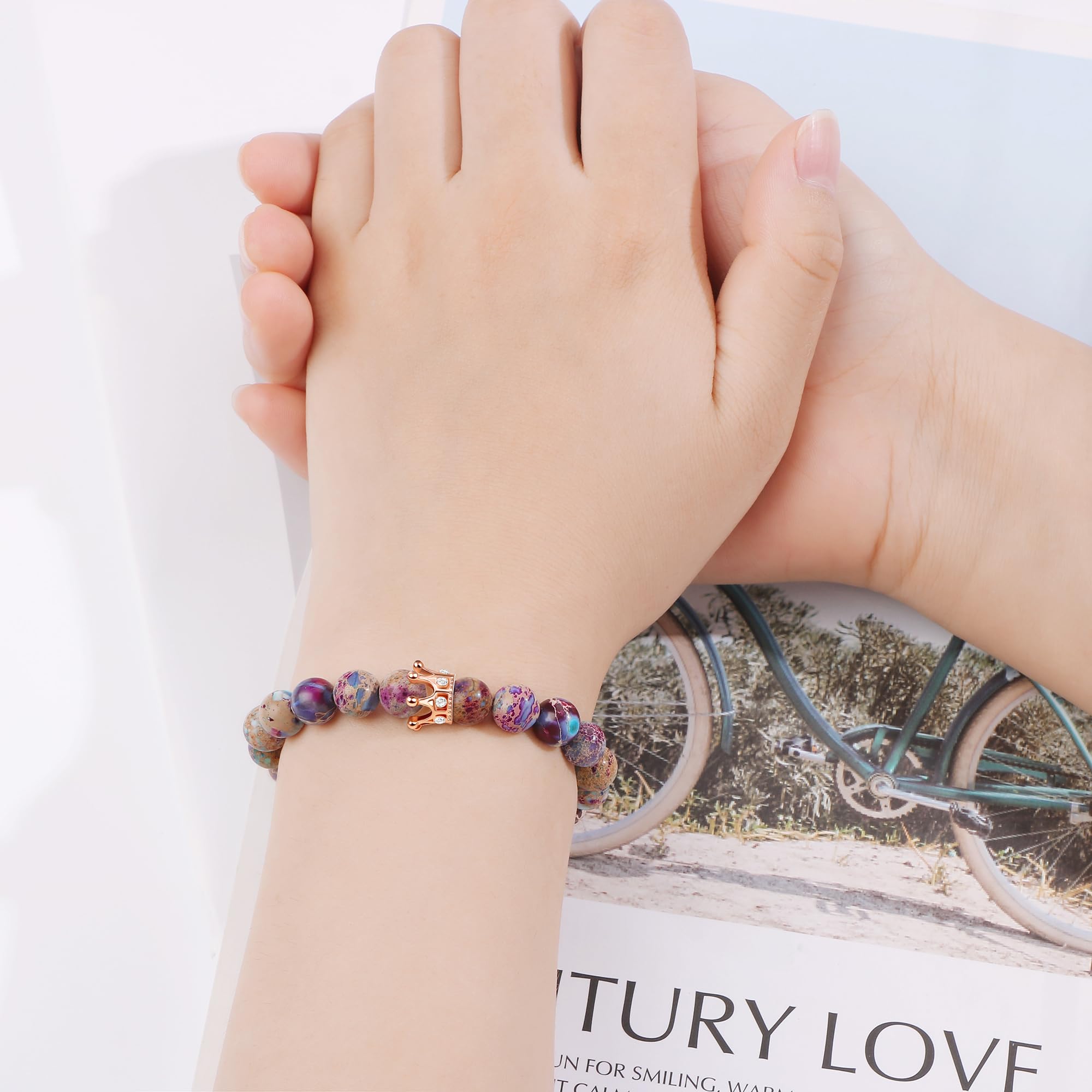 JoycuFF Crown Beads Bracelet for Women - Elegant Birthday Gift for Daughter, Sister, Granddaughter & Best Friends | Perfect Christmas & Graduation Present for Teen Girls & Women | Ideal for Parties, Weddings & Everyday Wear