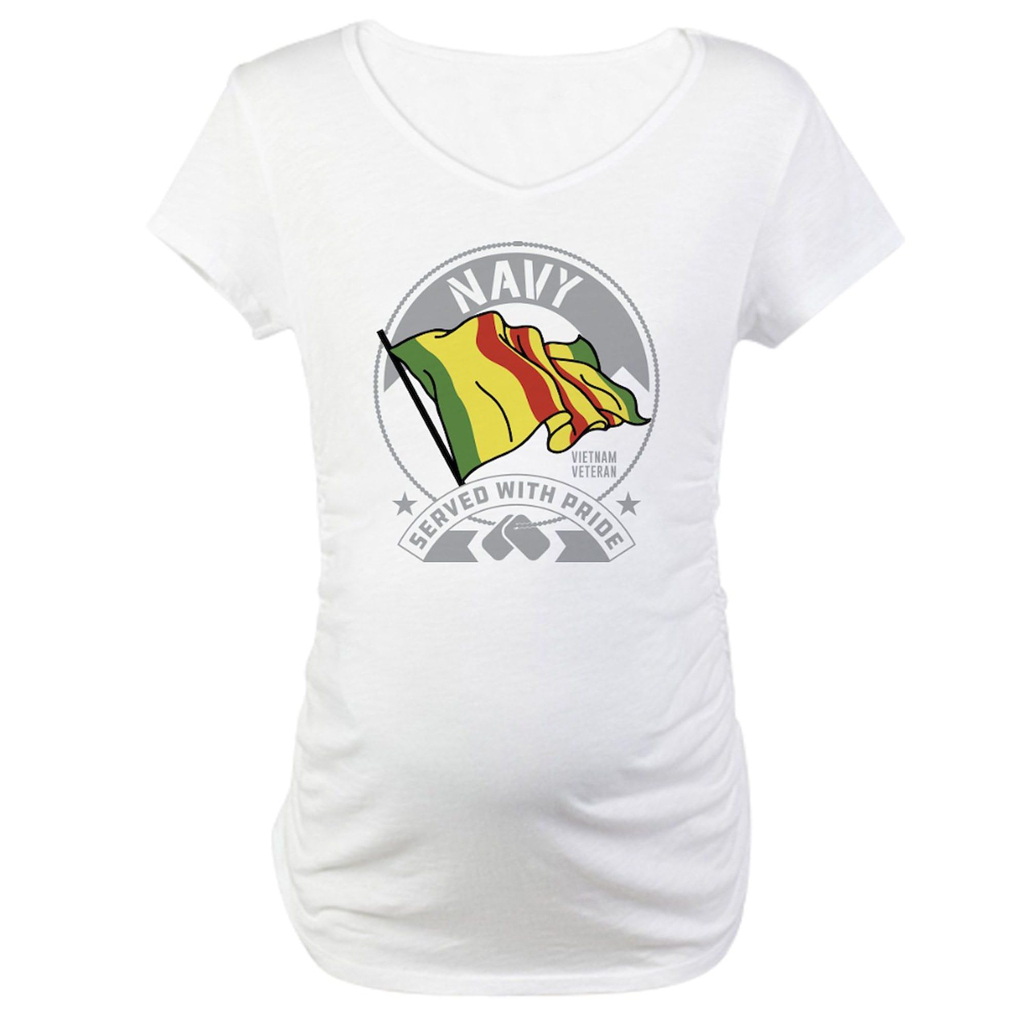 Navy Served with Pride Maternity T-Shirt for Women - Comfortable Ruched Side Design for Pregnancy - Perfect for Casual Wear, Baby Showers & Maternity Photos