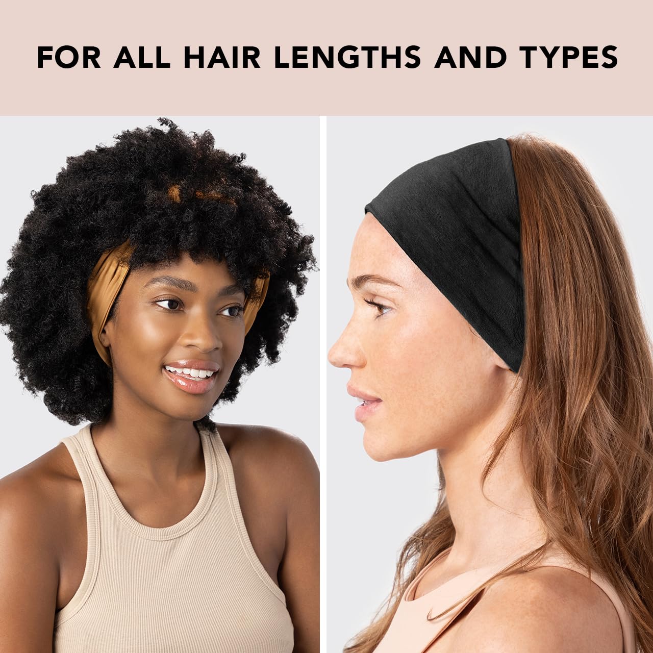Kitsch Wide Headbands for Women - Stretchy Sports Headbands for Workout, Yoga, Gym, Running & Exercise | Non-Slip Hair Accessories for Women (Black & Camel, 2-Pack) | Perfect for Active Lifestyles & Everyday Wear