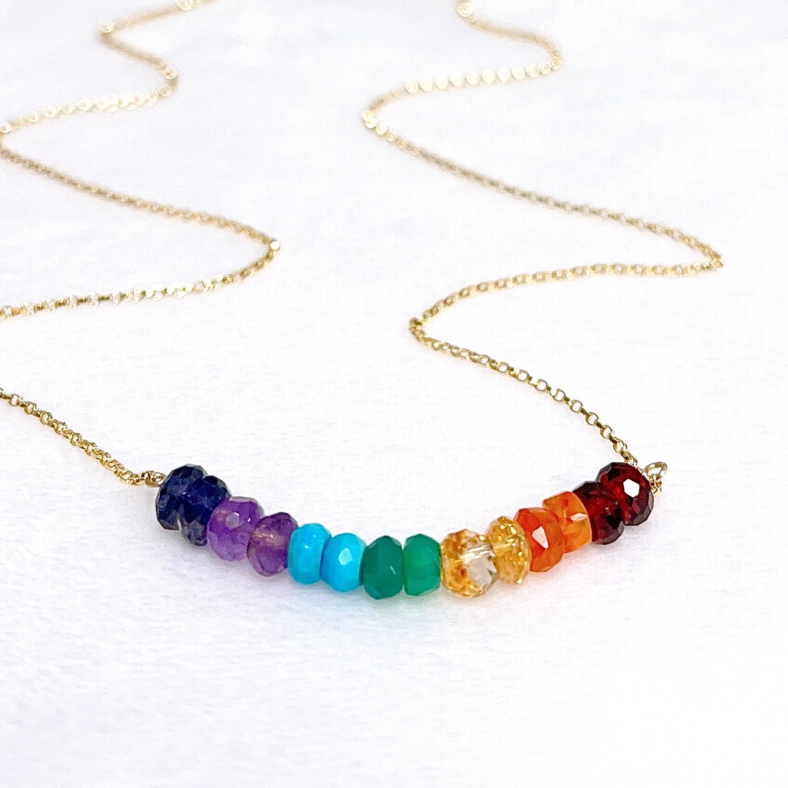 TEHINA Chakra Gemstone Necklace (N408) - Healing Crystal Pendant for Meditation, Yoga & Spiritual Balance