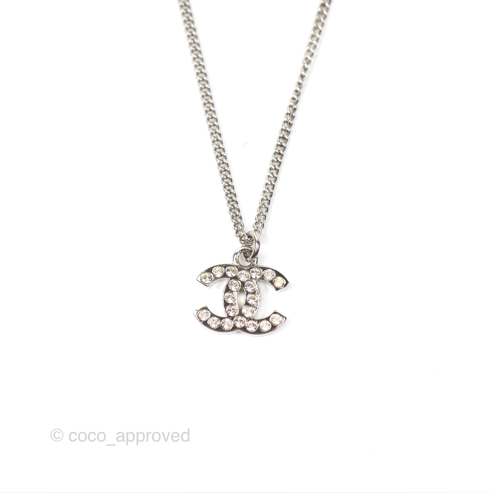 Chanel CC Crystal Necklace - Silver Tone 11V Pendant for Women | Elegant Fashion Jewelry Gift for Birthday, Anniversary & Special Occasions
