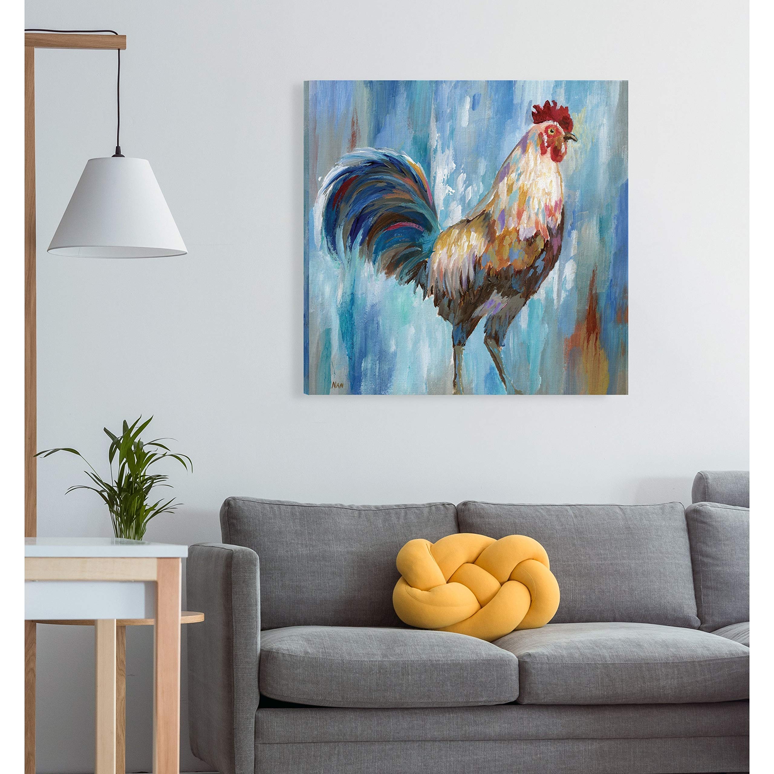 Wexford Home Struttin' Stuff Gallery Wrapped Canvas Wall Art - 32x32 Inch Modern Abstract Painting in Yellow, Blue, Green, Red, Black & White - Perfect for Living Room, Bedroom or Office Decor