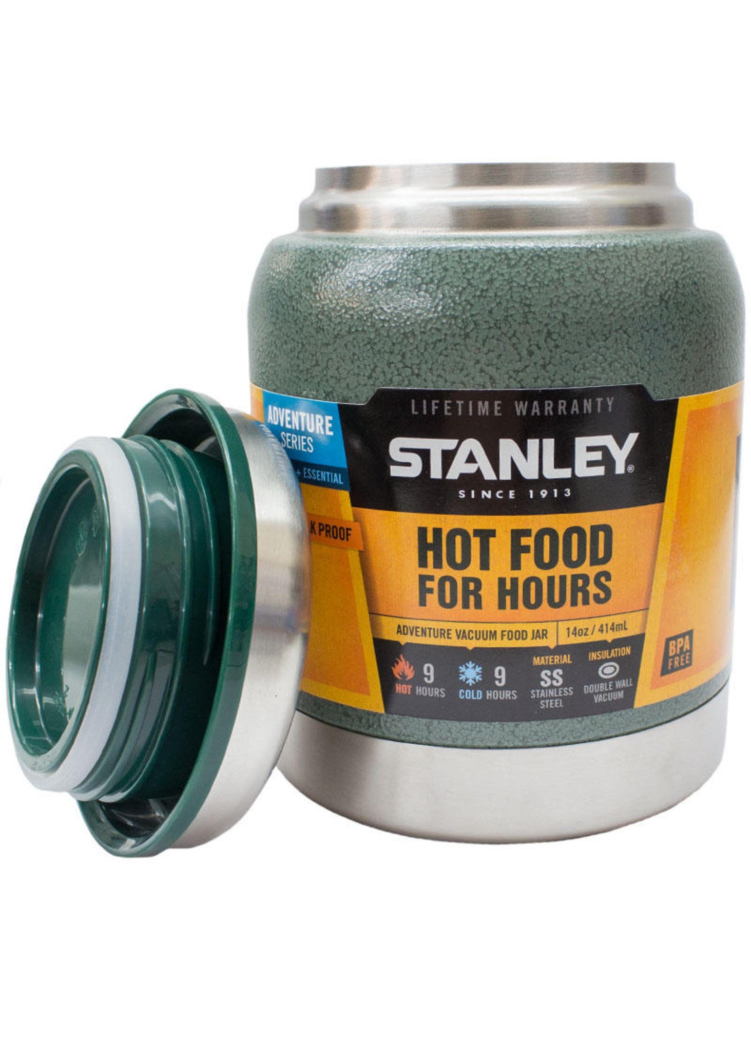 Stanley Adventure Vacuum Insulated Food Jar 14oz (414ml) - Stainless Steel Thermos for Hot & Cold Meals - Perfect for Hiking, Camping, and Office Lunch