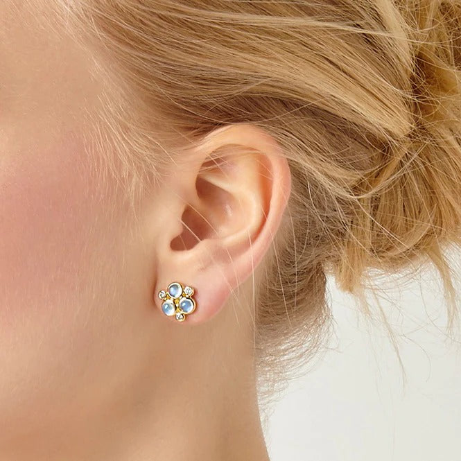 Temple St. Clair Blue Moonstone Trio Earrings - Sterling Silver Dangle Earrings for Women | Perfect for Weddings, Parties & Special Occasions