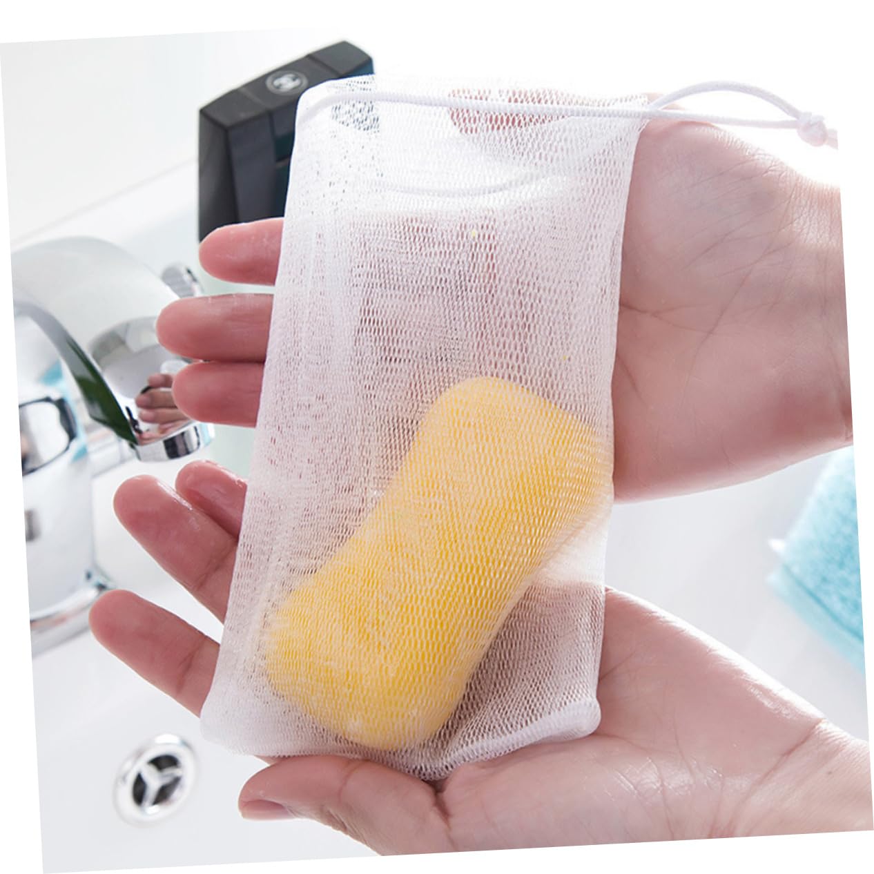 NOLITOY 10 Pack Travel Soap Bags - Reusable Mesh Pouch for Soap, Facial Cleanser & Exfoliating - Portable Foaming Soap Saver Net for Camping, Gym, Travel & Car Wash (White)