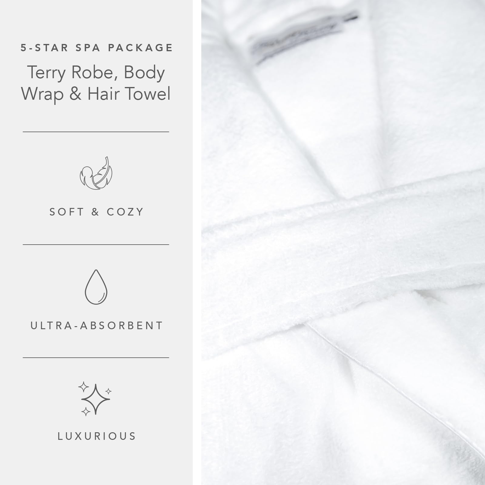 Fishers Finery Women's Eco-Friendly Spa Set - Soft Robe, Body Wrap & Hair Towel for Relaxation | Perfect for Home Spa, Yoga & Self-Care (S/M)