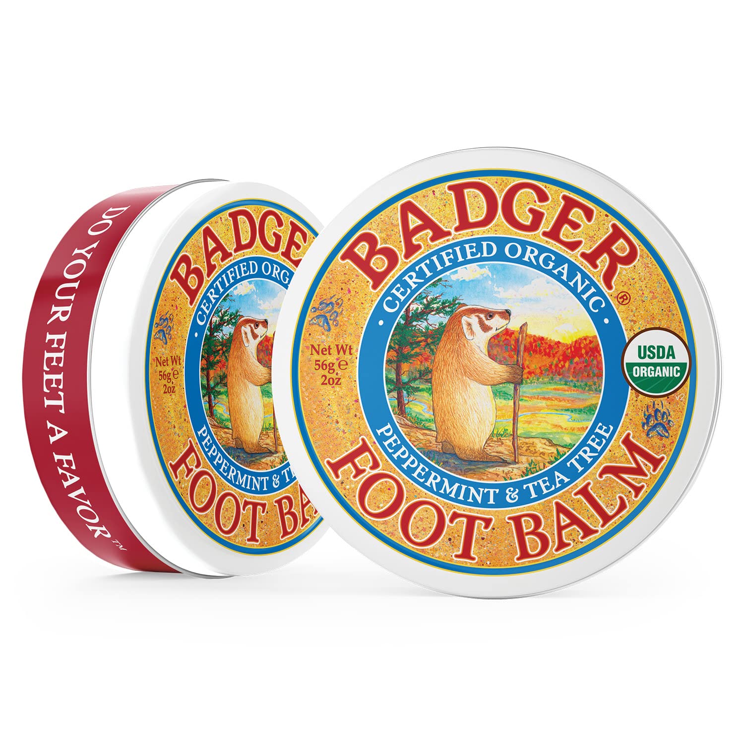 **Badger Foot Balm - 100% Organic Foot Cream for Dry Cracked Heels & Feet | Fast-Acting Moisturizer for Men & Women | Natural Cracked Heel Treatment | 2 oz Tin | Perfect for Hiking, Running & Daily Foot Care**