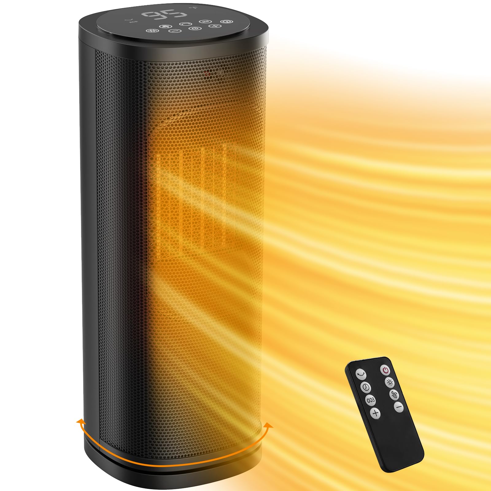 1500W Electric Space Heater with Thermostat & Remote - PTC Fast Heating Ceramic Heater for Indoor Use, 60° Oscillation, 12H Timer, Overheat Protection - Perfect for Office, Bedroom, Home & Winter Warmth