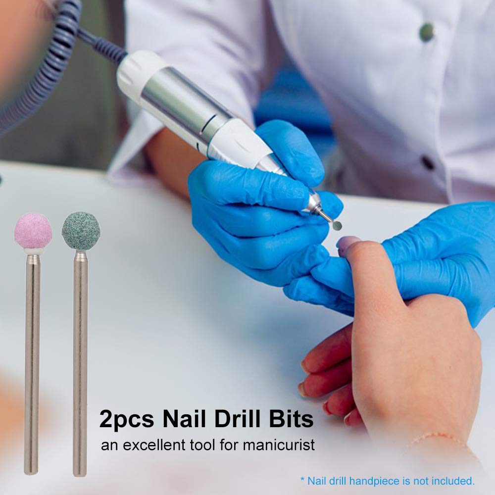 2PCS Professional Nail Drill Bits & Ball Head Stone Manicure Files - Diamond Coated Nail Art Tools for Acrylic, Gel & Natural Nails - Perfect for Home Salon, DIY Nail Care & Professional Nail Technicians