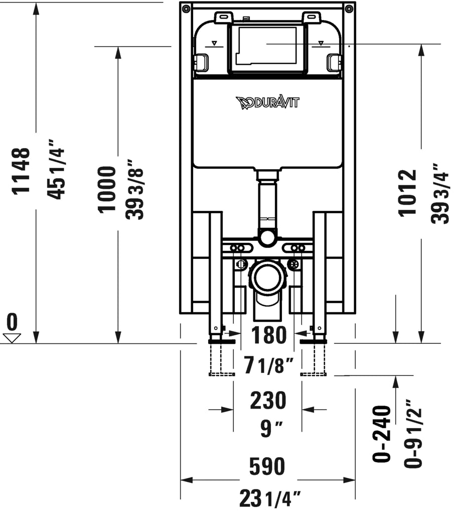 DURAVIT DURASYSTEM WD1022000090 In-Wall Toilet Carrier System - 1.6 GPF Water Saving Flush with White Actuator - Perfect for Modern Bathroom Renovations and Space-Saving Designs