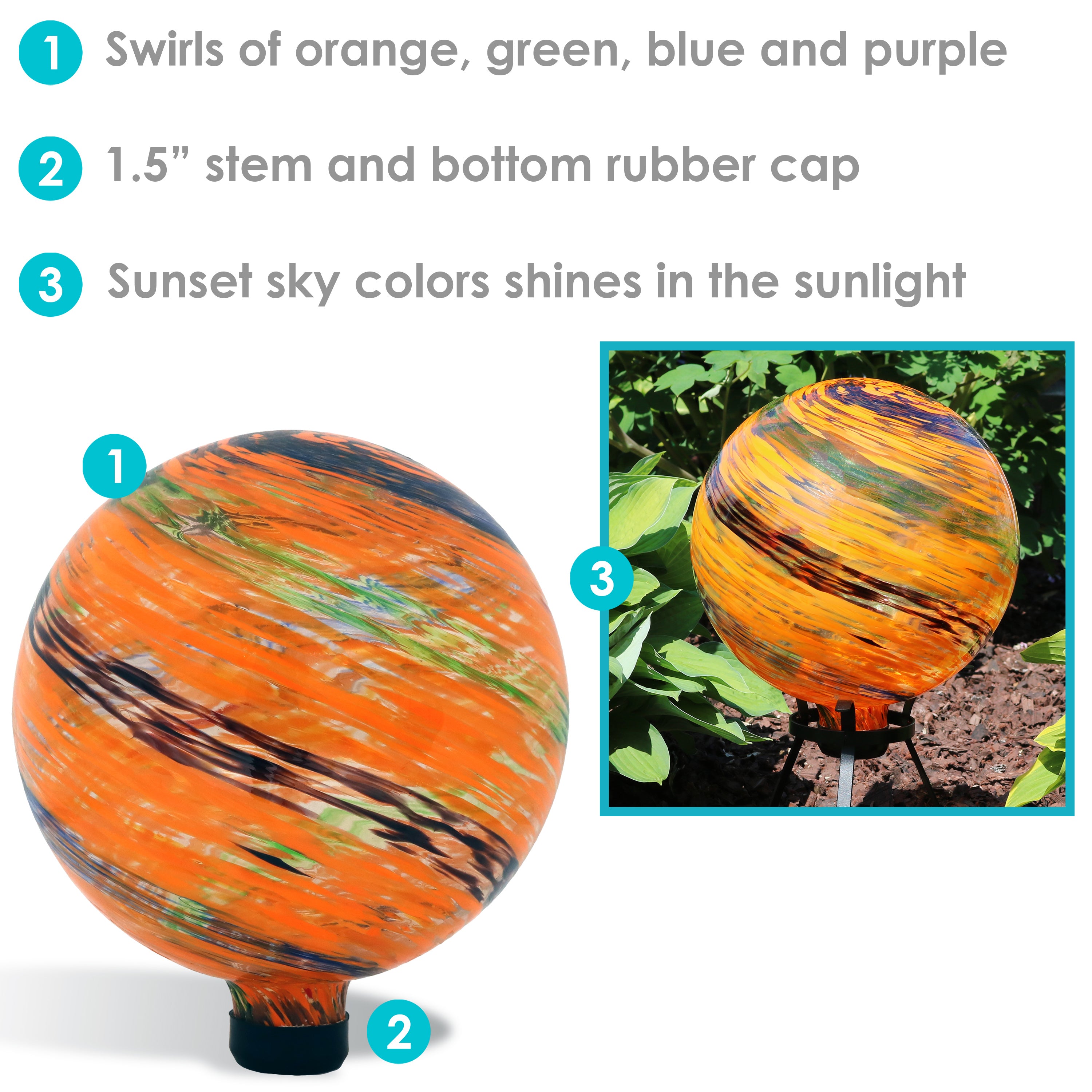 Sunnydaze 10-Inch Outdoor Glass Gazing Globe - Reflective Garden Decor for Patio, Yard & Landscaping - Perfect for Meditation Spaces & Zen Gardens