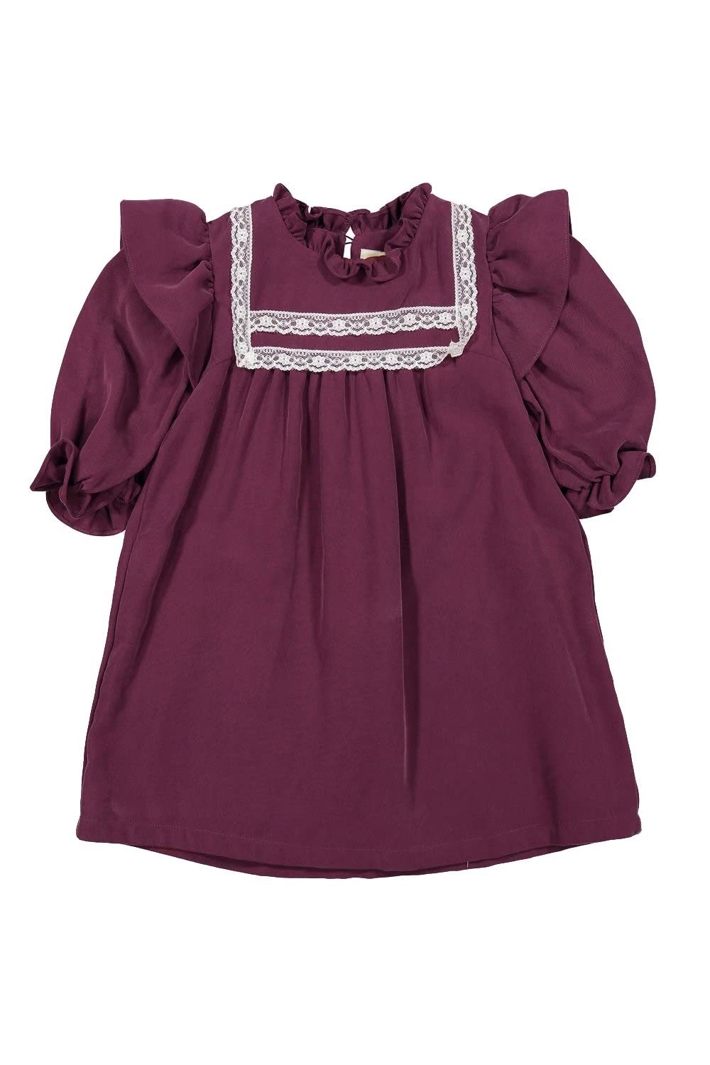 Elegant Elizabeth Lace Trim Dress for Girls | Floral Embroidered Party Dress | Perfect for Birthday, Wedding & Special Occasions
