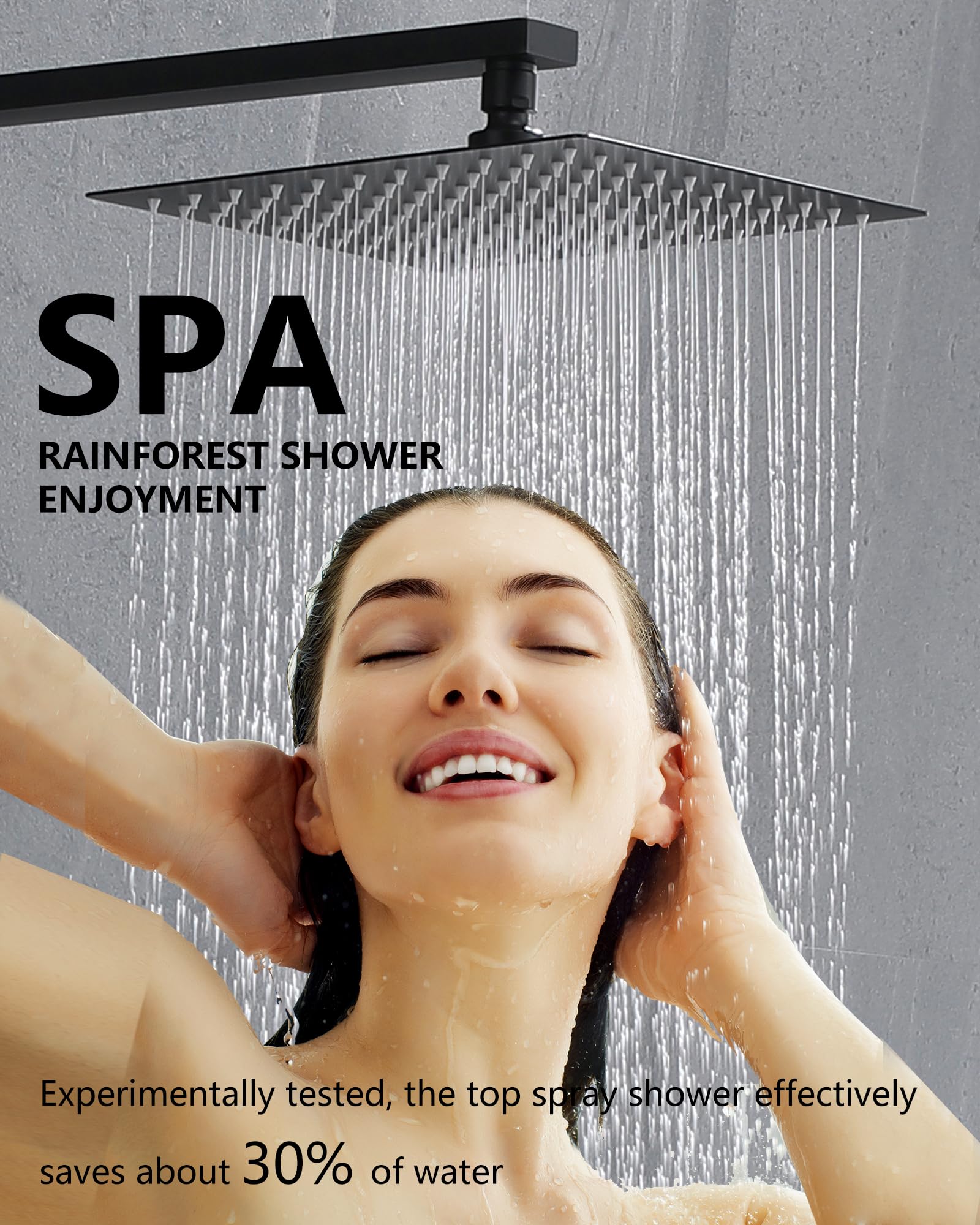 Luxury Black Shower System Combo - 10 Inch Square Rainfall Shower Head & Handheld Set with Wall Mounted Faucet, Tub Spout & Valve Trim Kit | Perfect for Modern Bathroom Renovation & Spa-Like Shower Experience