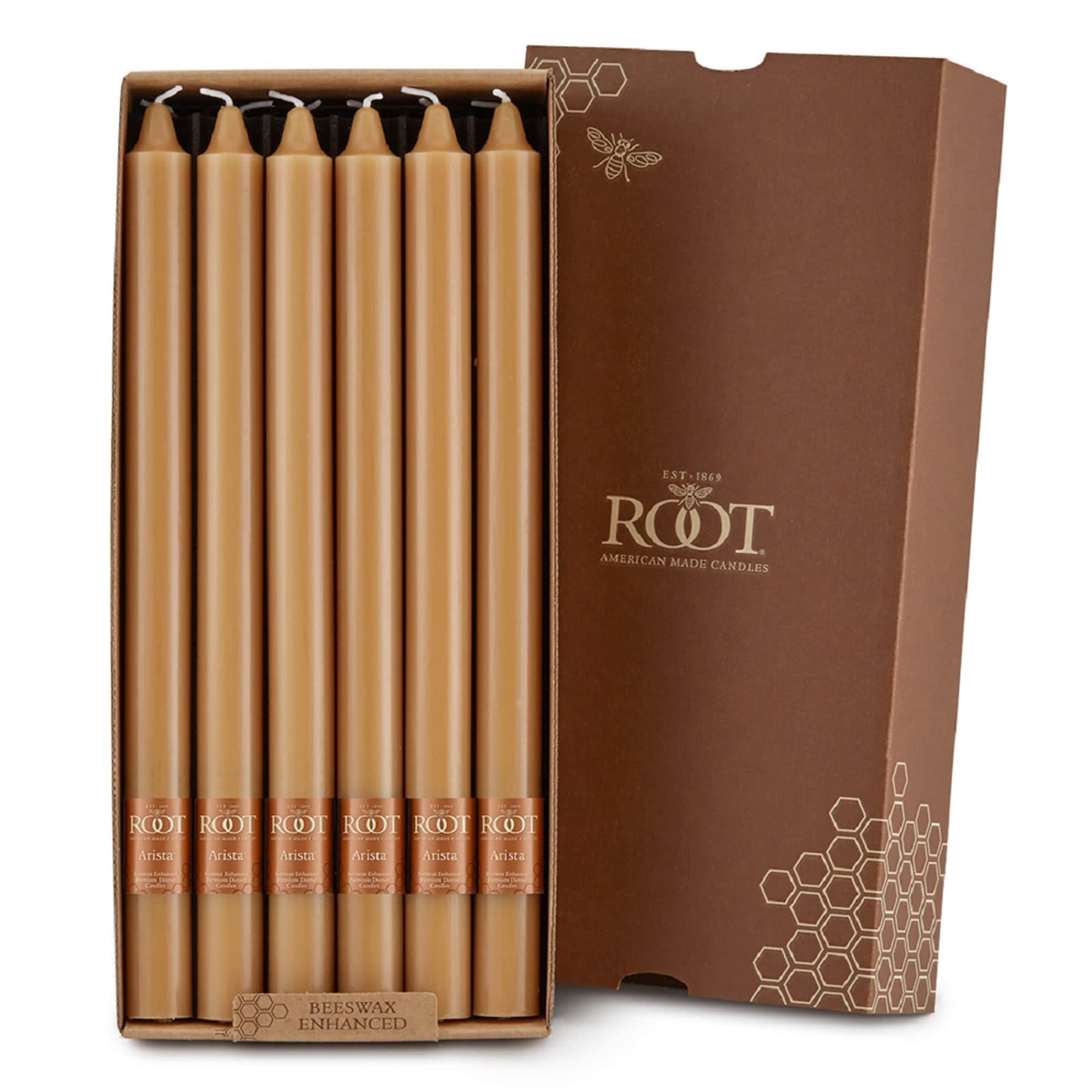 Premium Unscented Beeswax Blend Dinner Candles - 12-Inch Root Candles in Stone Box Set for Elegant Dining, Romantic Ambiance & Home Decor