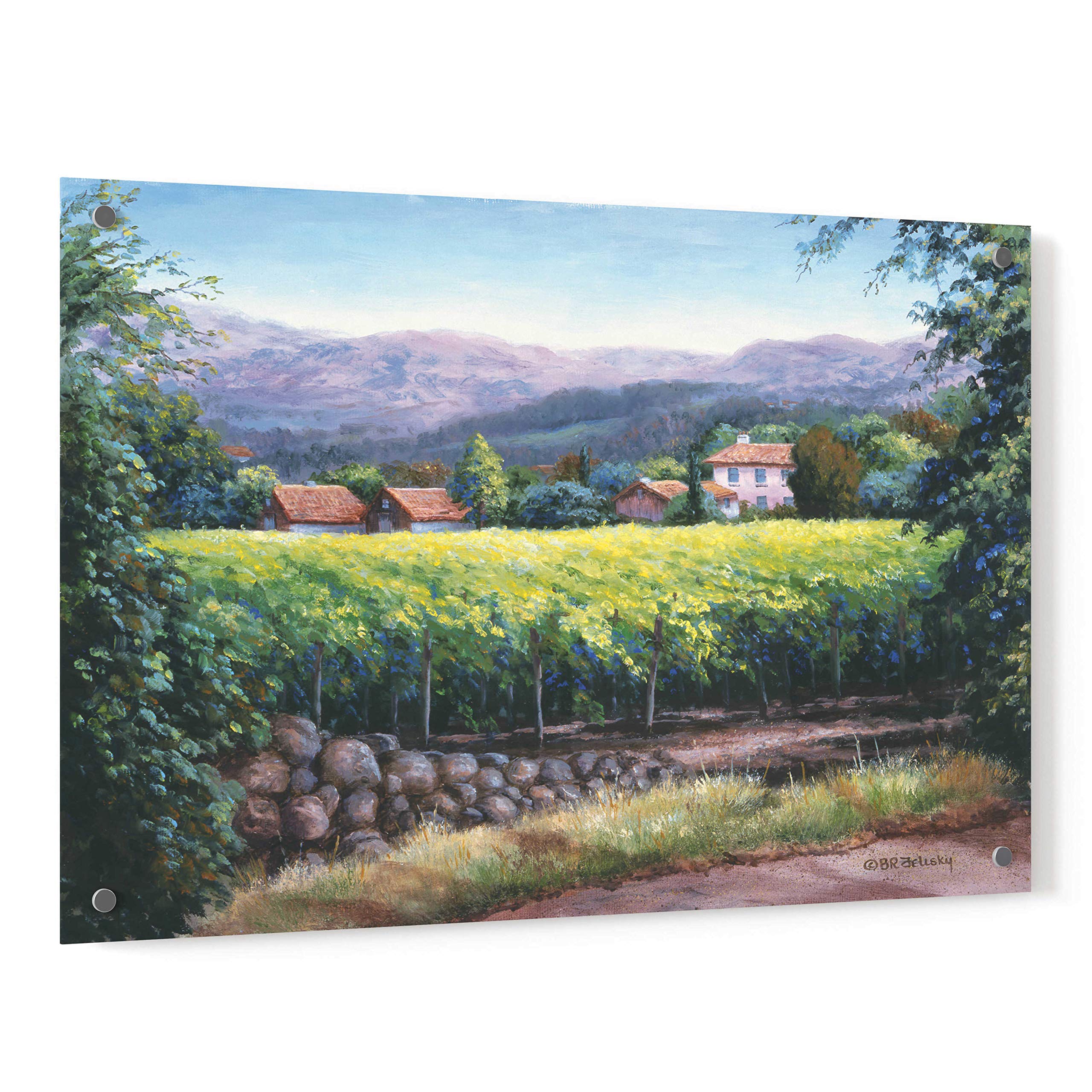 Epic Art 'Silverado Trail Napa' by Barbara Felisky - 36x24 Inch Acrylic Glass Wall Painting - Modern Home & Office Decor for Living Room, Bedroom, Dining Area