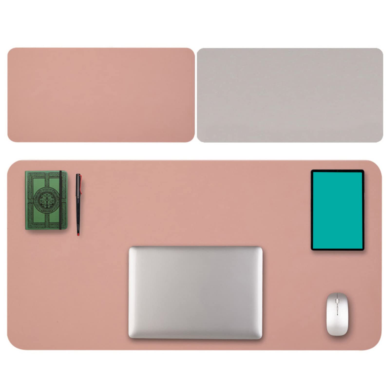 Non-Slip Large Gaming Mouse Pad - 80x40cm PU Leather Waterproof Desk Mat for PC, Laptop, Mac - Reversible Light Pink Two-Tone Design - Perfect for Gaming, Office Work & Home Use