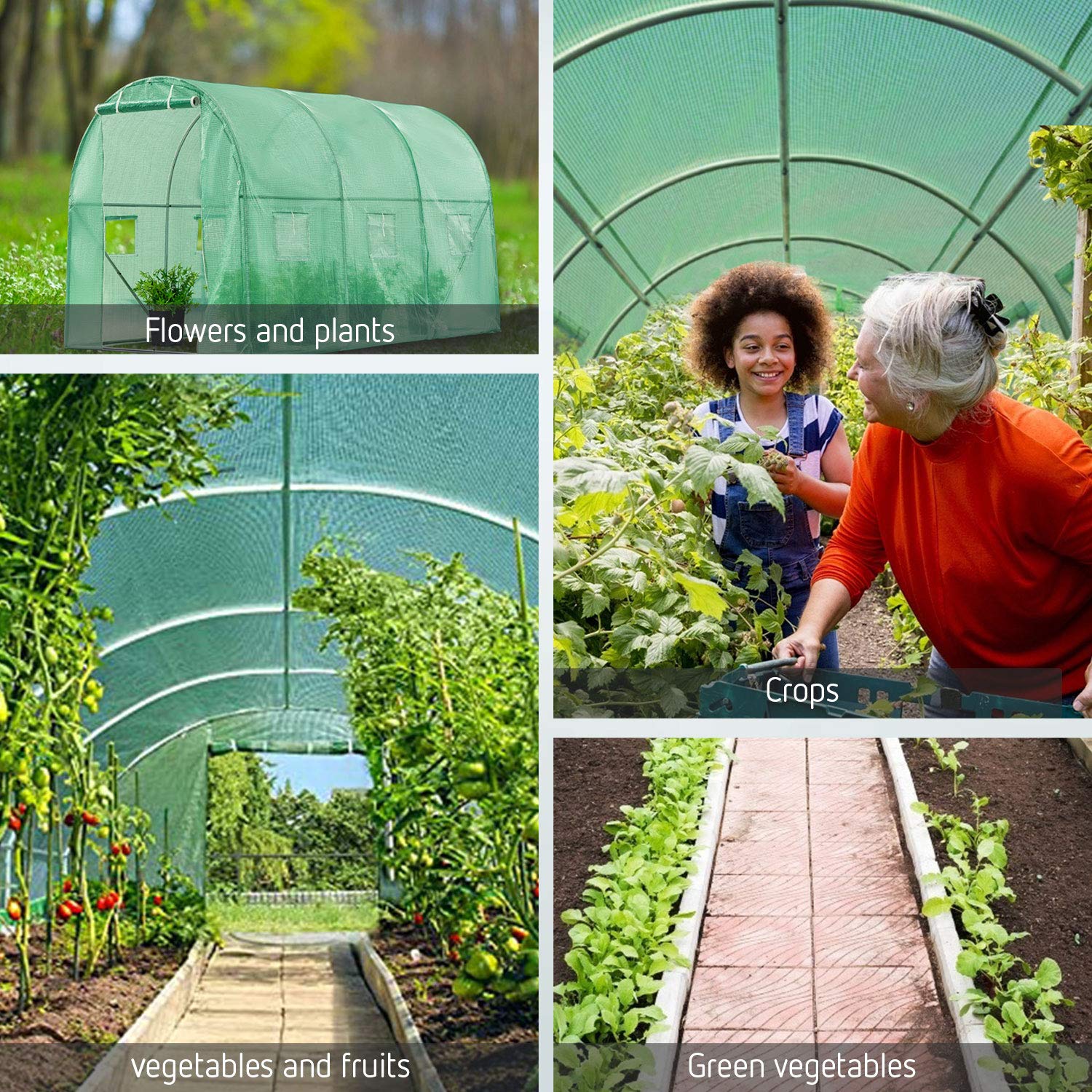 VIVOSUN 10x7x7 Ft Walk-in Greenhouse with PE Cover, Roll-up Zipper Door & Window - Large Outdoor Garden Plant Hot House for Vegetables, Flowers & Seedlings - Perfect for Backyard, Patio & All-Season Gardening