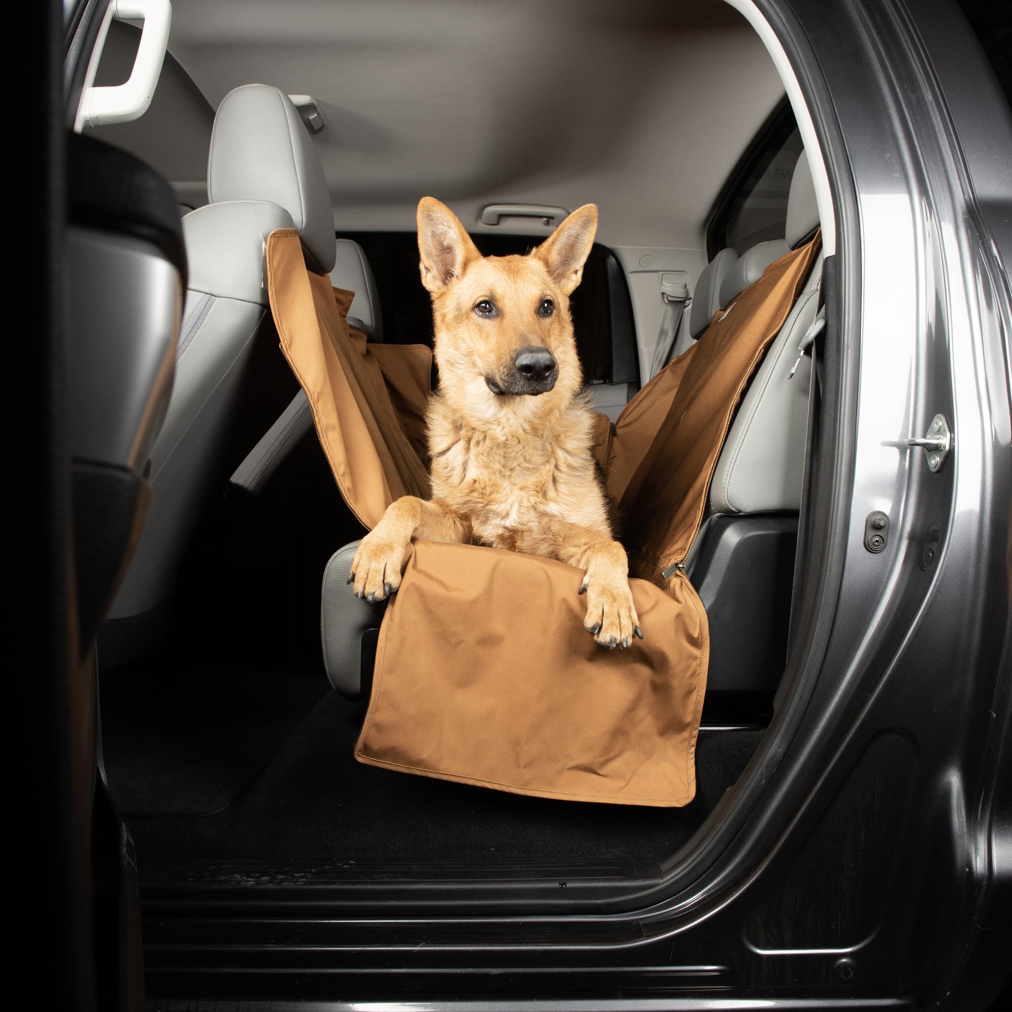 Carhartt Universal Fitted Nylon Duck Pet Hammock Car Seat Protector for Dogs - Durable Back Seat Cover in Carhartt Brown | Perfect for Road Trips & Pet Travel Protection
