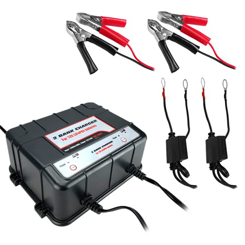 Banshee Lithium LiFePO4 12V 2 Bay Smart Battery Charger & Maintainer - for Cars, Motorcycles, Trucks, Boats - Perfect for Long-Term Storage & Winter Battery Care