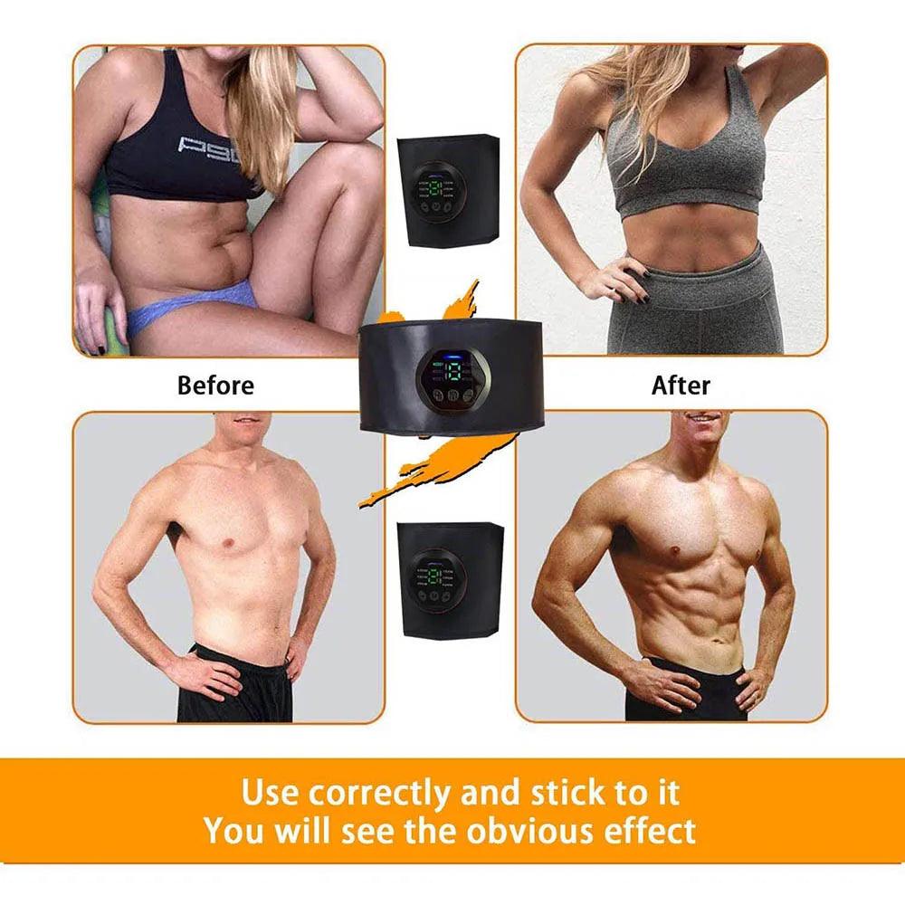 Electric ABS Muscle Stimulation Belt - EMS Abdominal Trainer for Core Workout & Toning | Gym, Home Fitness & Recovery Use