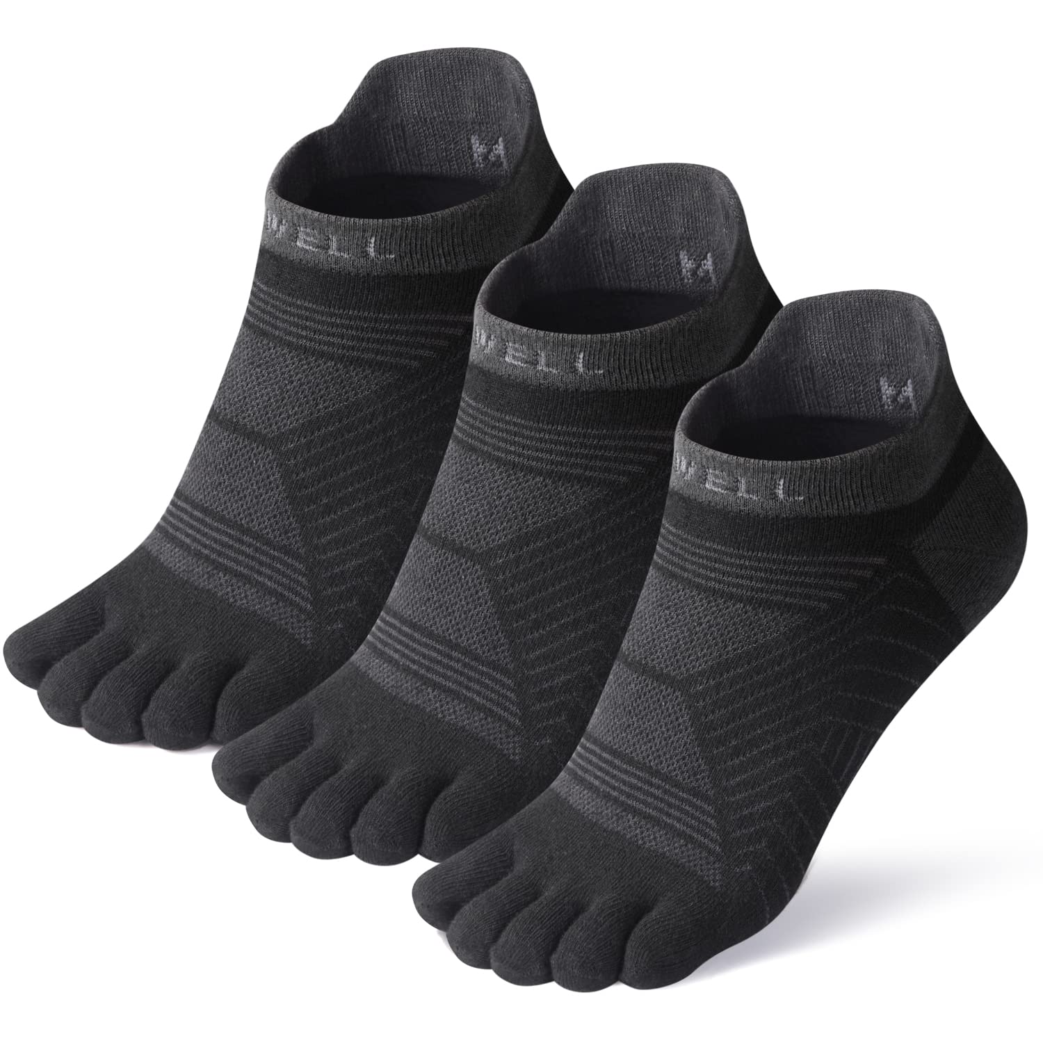 VWELL COOLMAX Performance Toe Socks for Men & Women - Breathable Athletic Five Finger Socks (3 Pairs) | Perfect for Running, Yoga & Sports Activities