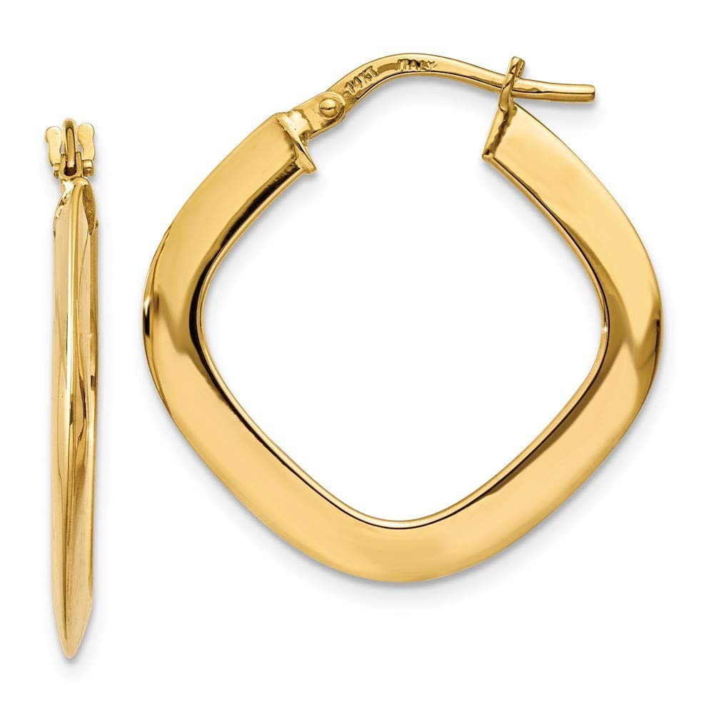 14K Yellow Gold Tapered Square Hoop Earrings for Women - 2mm Width Dainty Minimalist Jewelry - Perfect for Everyday Wear, Office & Special Occasions