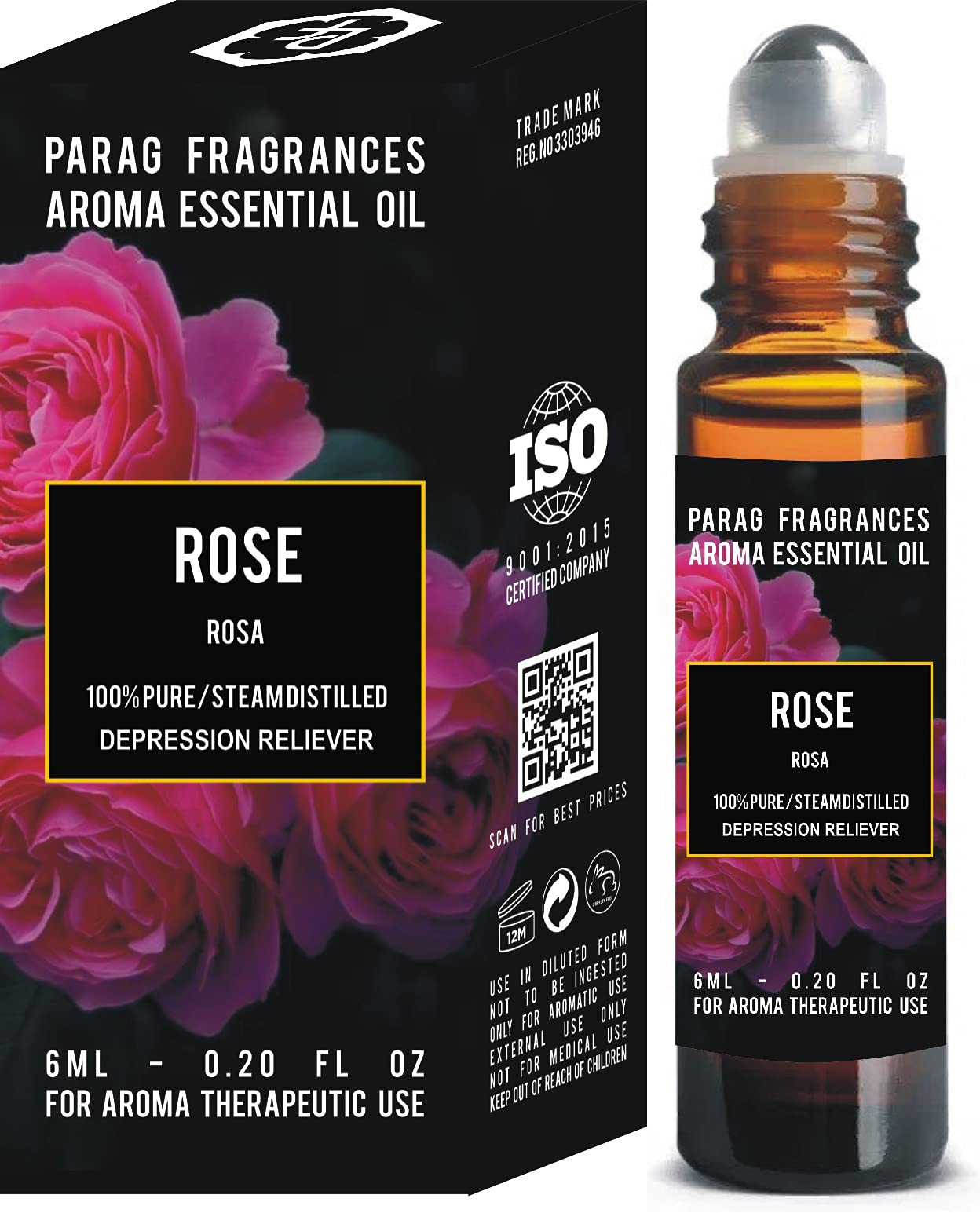 Parag Fragrances 100% Pure Natural Rose Essential Oil - Undiluted, Aromatherapy Grade 1 (6ml) for Diffusers, Massage & Skin Care