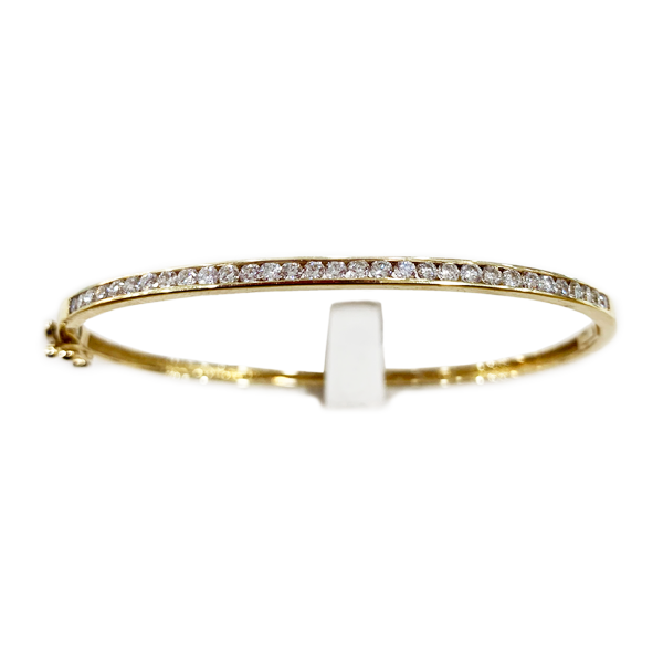 14K Yellow Gold Diamond Bangle Bracelet for Women - Elegant Stackable Jewelry Gift for Anniversary, Birthday & Special Occasions