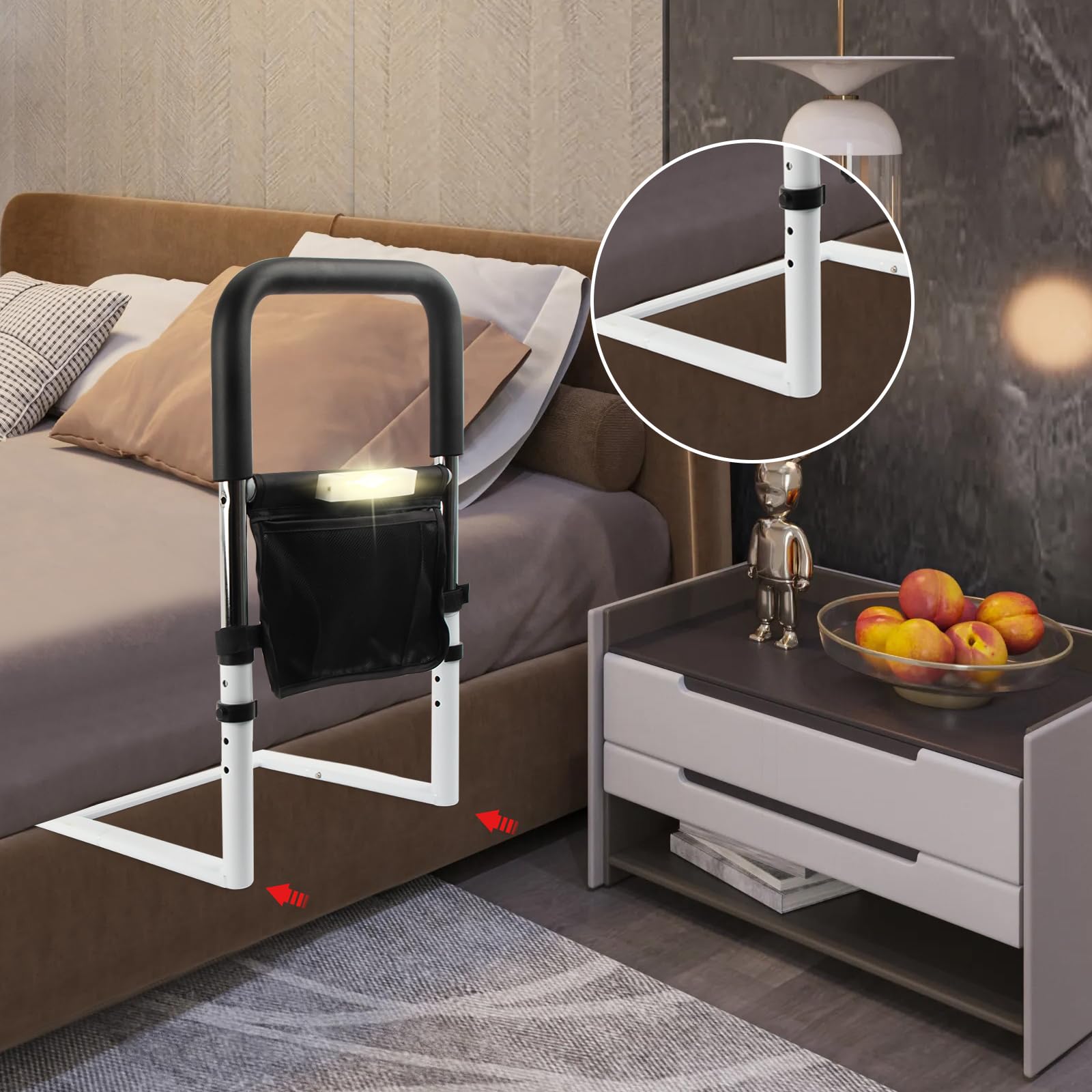 Elderly Bed Safety Rails - Adjustable Bed Assist Handles for Seniors, Fall Prevention Grab Bars for King, Queen, Full & Twin Beds - Ideal for Home Care, Hospitals & Assisted Living Facilities