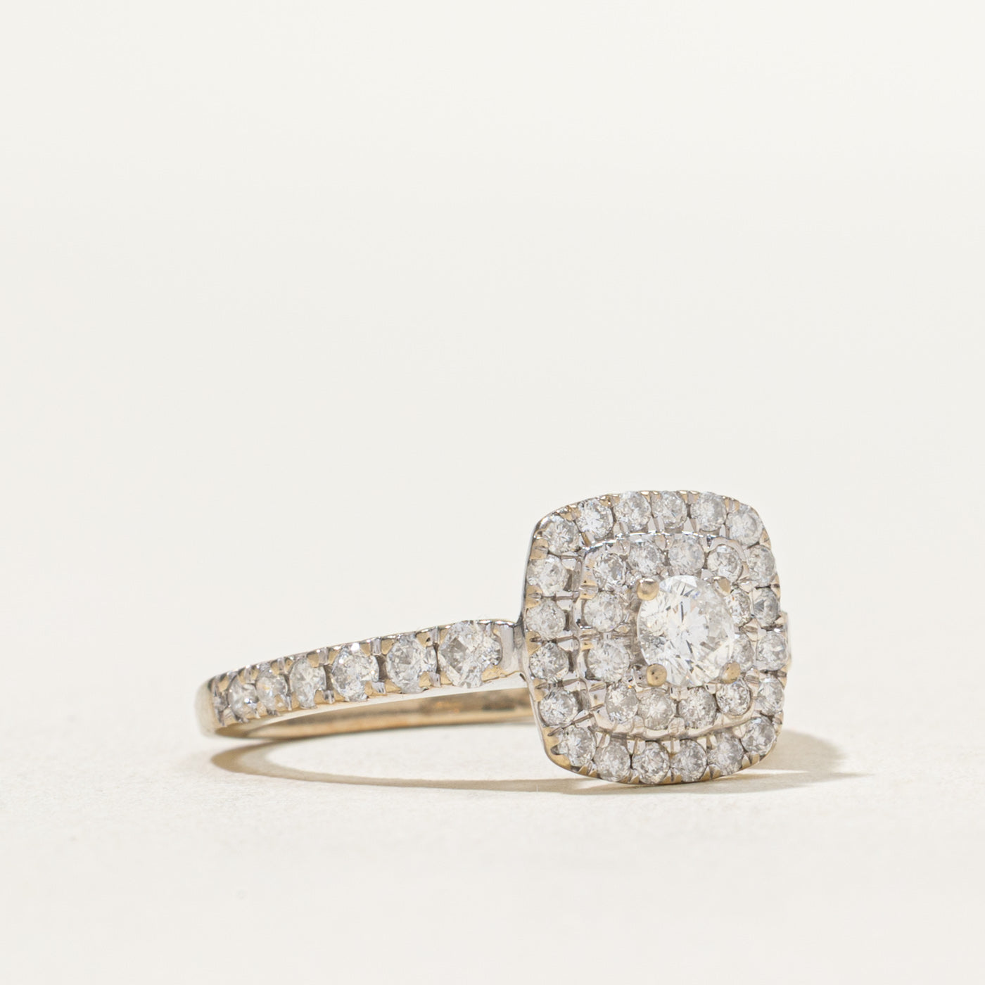 Exquisite Double Halo Diamond Engagement Ring | 0.48ctw G-H Color | Size 5.25 | Ideal for Proposals, Anniversaries & Romantic Occasions