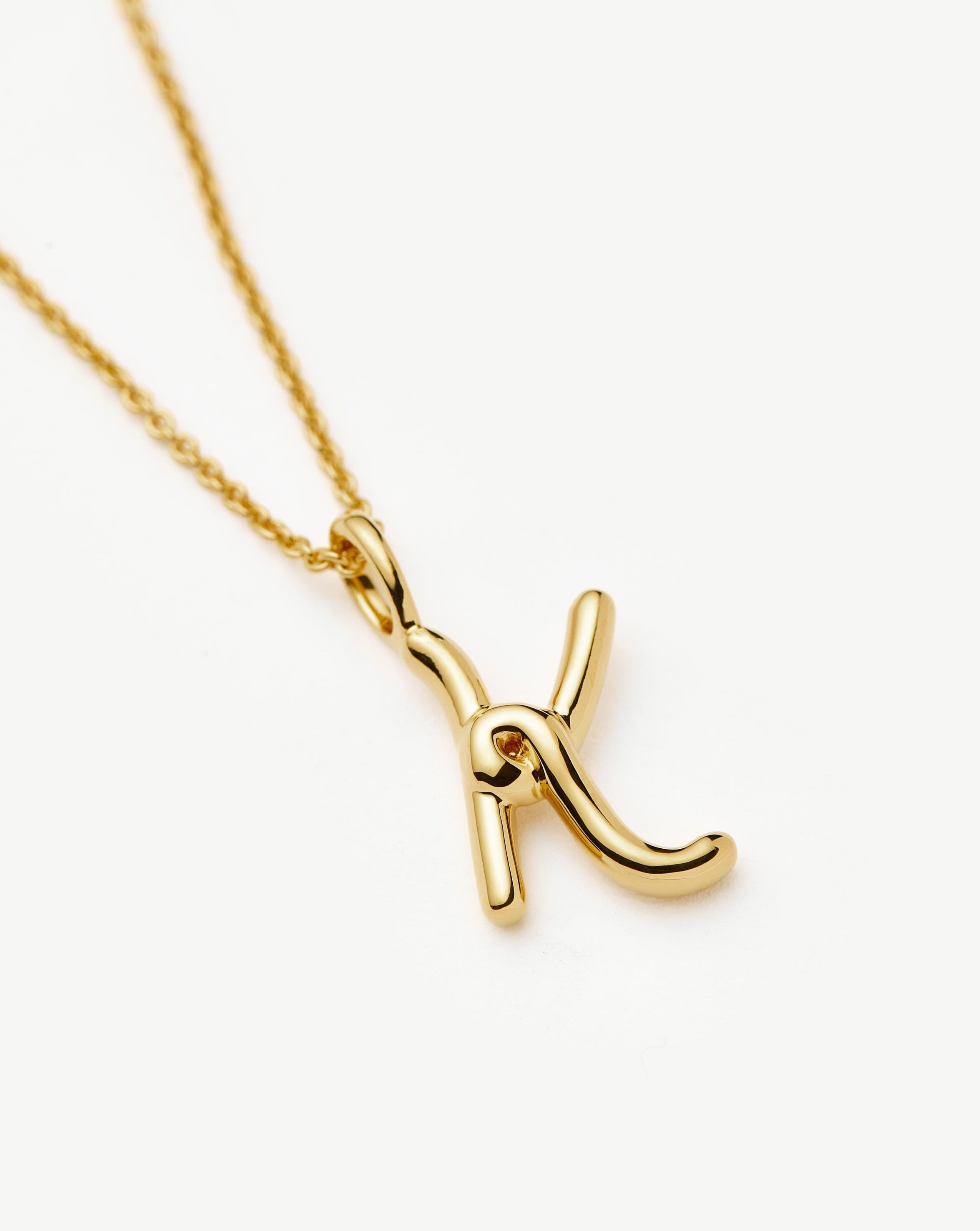 18K Gold Vermeil Curly Molten Mini Initial Necklace - Personalized Name Letter Jewelry for Women, Perfect Gift for Birthday, Anniversary & Valentine's Day