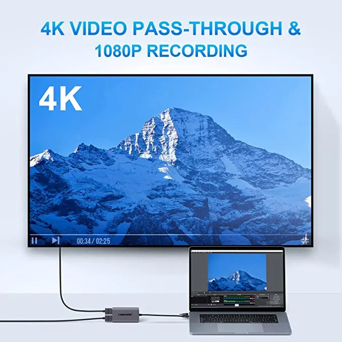 Lemorele 4K HDMI Video Capture Card - USB C & USB 3.0 Compatible for Live Streaming, Gaming, Recording | Works with PS5, Xbox, Switch, PC, Mac | Ultra HD 1080P/4K 60FPS Low Latency | Perfect for Twitch, YouTube, OBS Studio