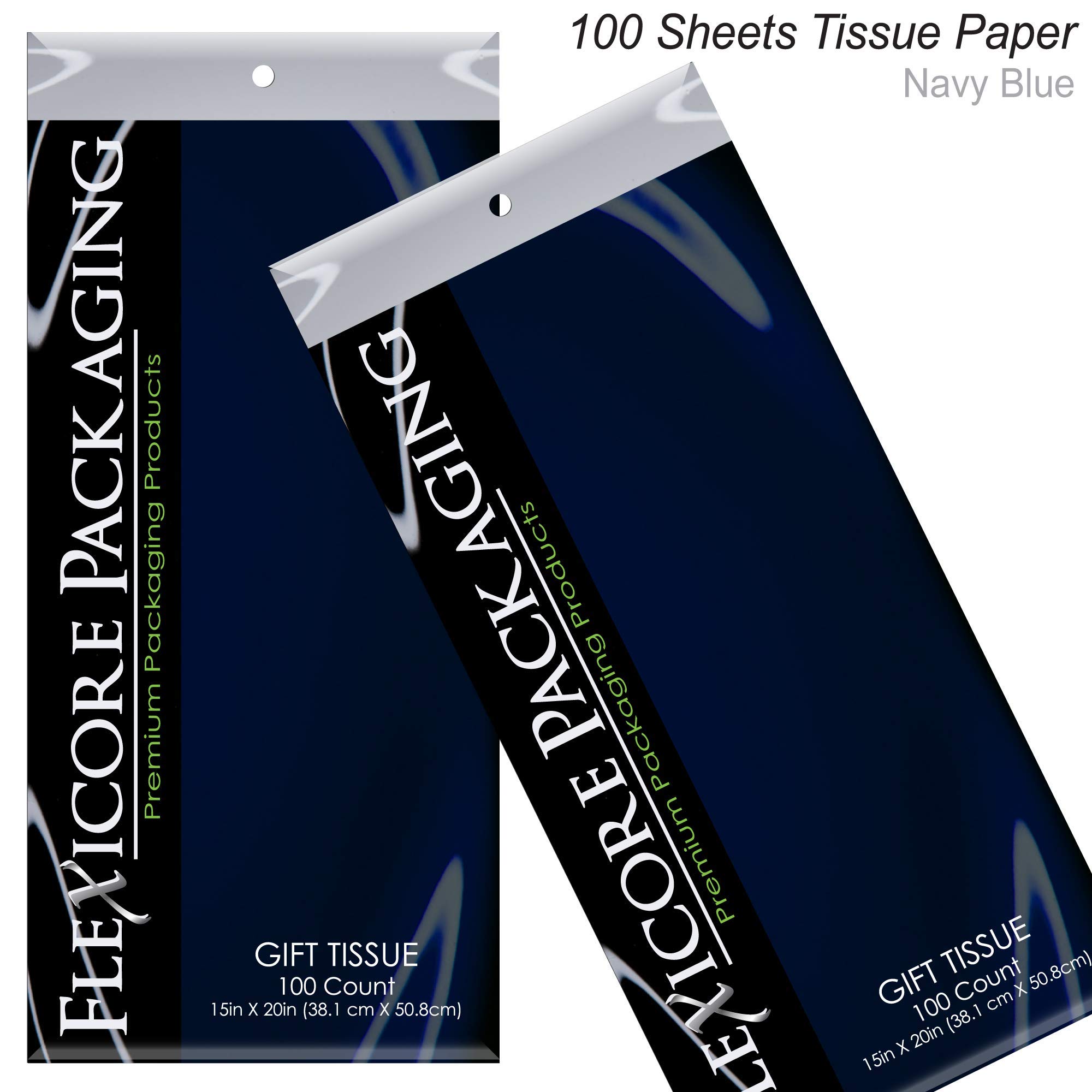 Premium White Kraft Paper Gift Bags with Navy Blue Tissue Paper - 5.25
