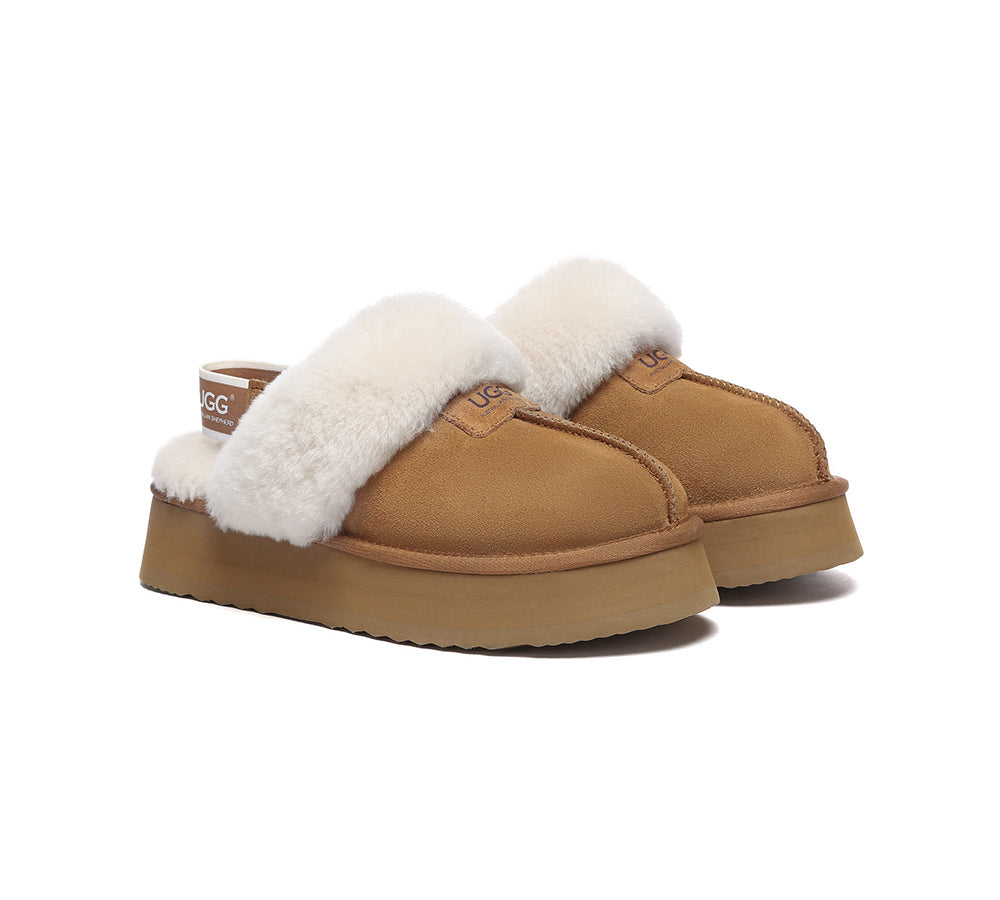 Australian Shepherd® Women's 2-Way Strap UGG Slippers - Removable Slingback Platform Suzie Style for Indoor/Outdoor Wear - Cozy House Shoes for Lounge, Errands & Winter Comfort