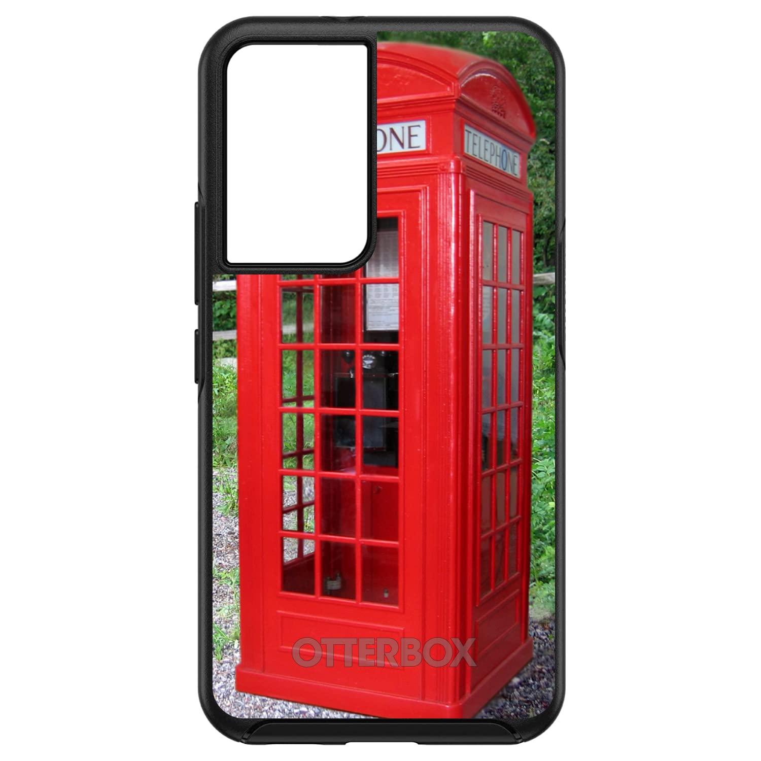 DistinctInk Samsung Galaxy S22 Plus Case (6.6 Inch Screen) - Durable Protective Phone Cover | OtterBox Symmetry Alternative | Custom Black with Red London Phone Booth Design - Perfect for Everyday Use, Travel & Commuting
