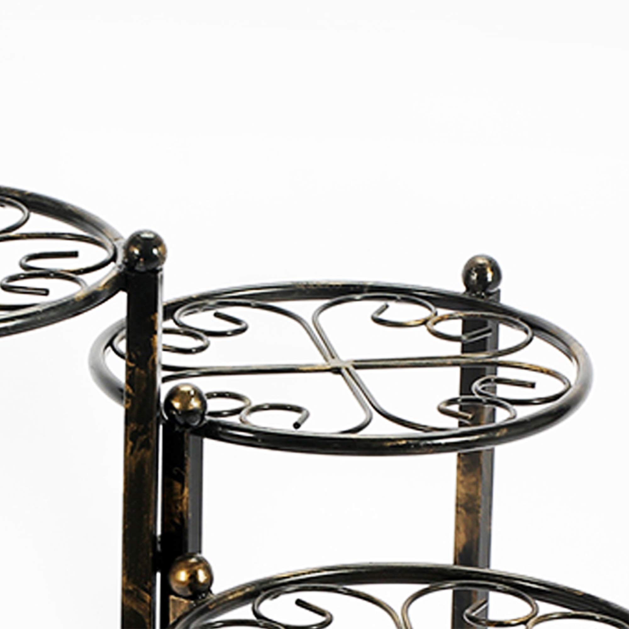Benjara BM216727 3-Tier Heart Clover Design Round Top Metal Plant Stand for Indoor Outdoor Decor - Black - Perfect for Patio, Garden, Living Room, and Balcony Plant Display
