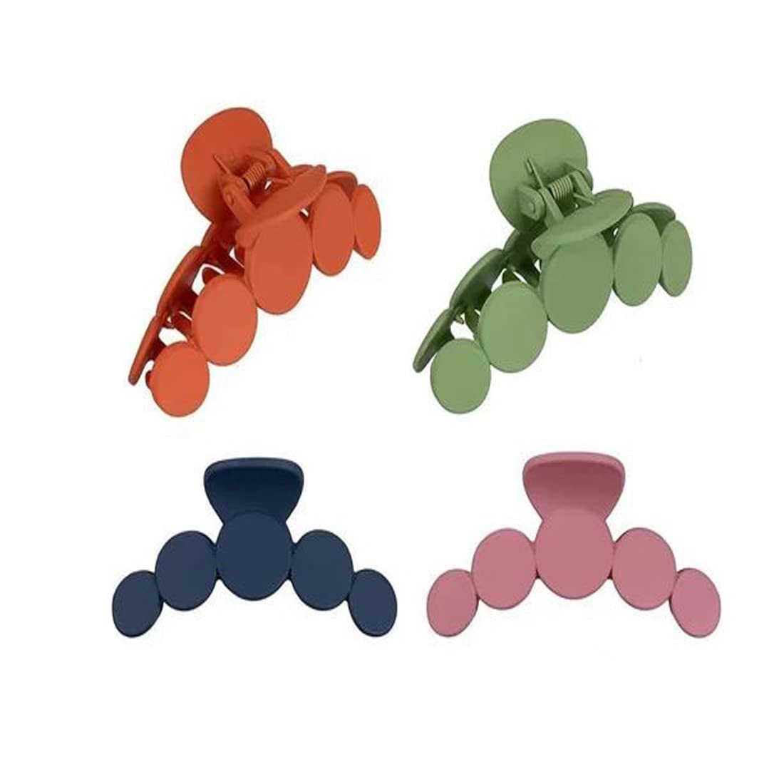 DENICRAAS Matte Hair Claws for Women - Large Hair Clips for Thick Hair (Pack of 4, Random Colors) - Perfect for Updos, Ponytails & Everyday Hairstyles