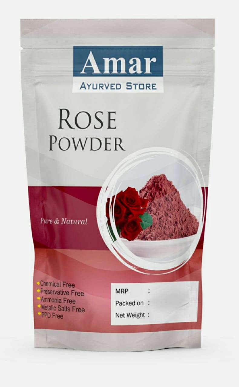 AMAR Natural Rose Face Pack Powder 200gm - Pimple-Free Clear Skin Treatment for All Skin Types | Brightening & Exfoliating Facial Mask for Glowing Skin at Home Spa