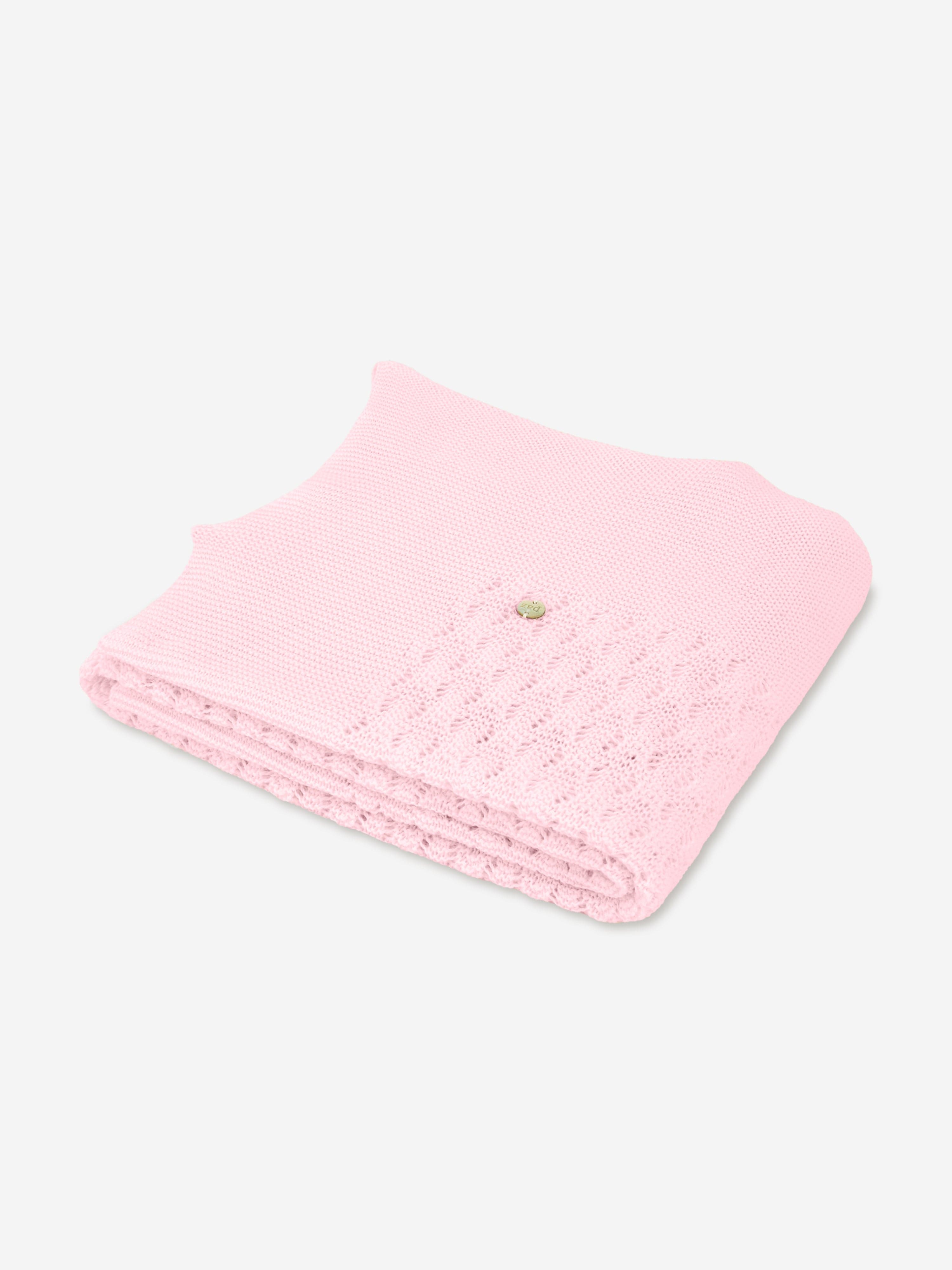 Soft Pink Baby Girls Cotton Knit Blanket - 106cm (42