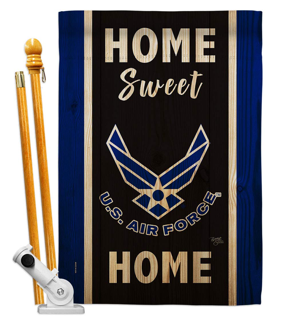 Breeze Decor Home Sweet Air House Flag Set - USAF Armed Forces American Military Veteran Retiree Official Decoration Banner - Double-Sided Made in USA - Perfect for Garden, Yard, and Patriotic Home Decor