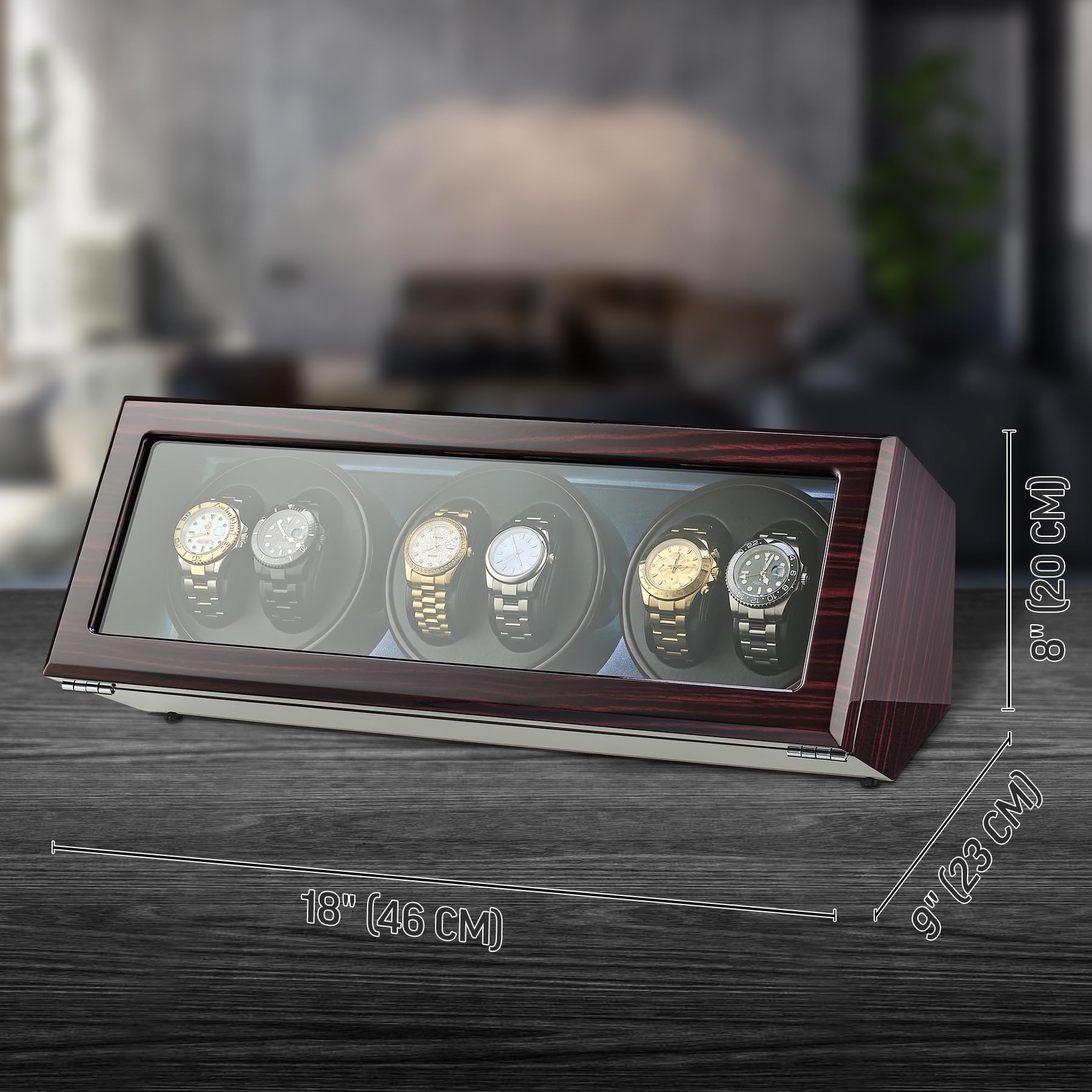 Premium TIMECUBE Automatic Watch Winder for 6 Watches - 15 Custom Winding Programs with LED Display | Perfect for Watch Collectors & Luxury Timepiece Storage at Home/Office