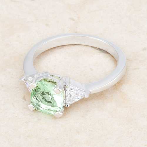 1.8ct Peridot & CZ Rhodium-Plated Cushion Cut Statement Ring for Women | Elegant Jewelry Gift for Birthday, Anniversary & Special Occasions