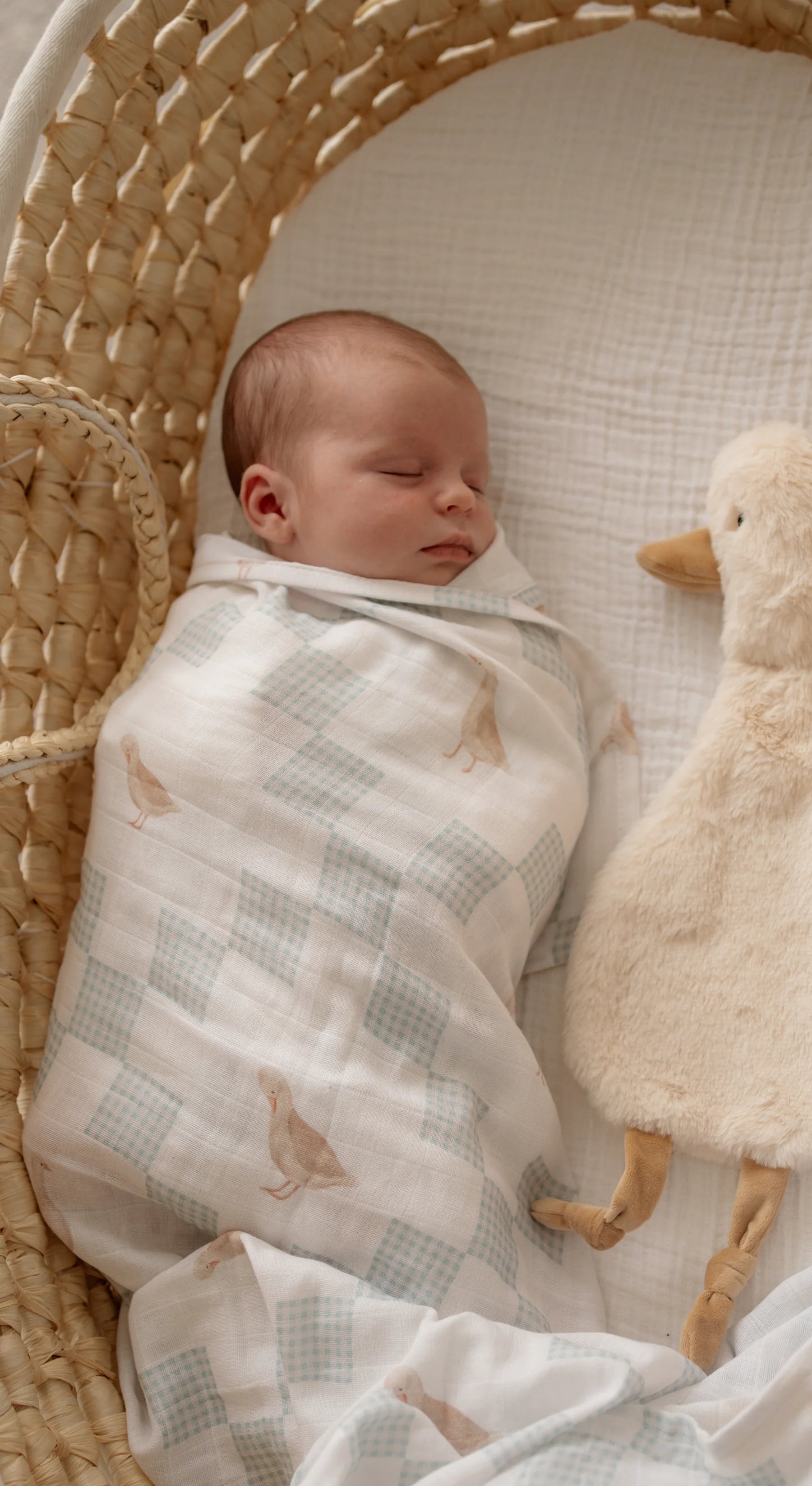 Pop Ya Tot Organic Muslin Swaddle Blanket - Soft & Breathable Baby Wrap for Newborns - Perfect for Swaddling, Nursing, and Stroller Use - Goosey Gander Design