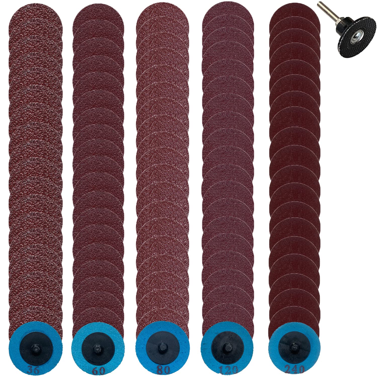 100Pcs 2 Inch Quick Change Sanding Discs Set with 1/4