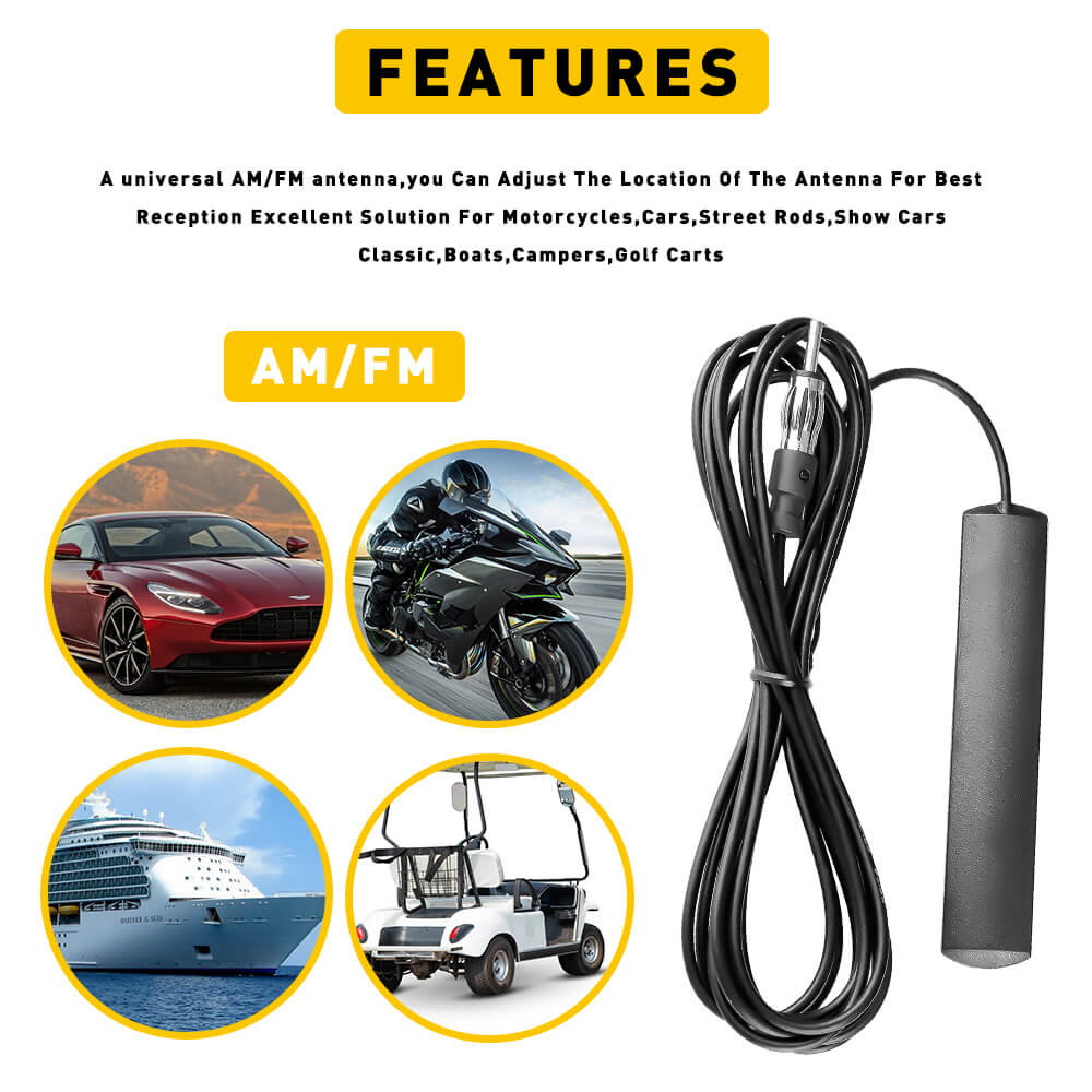 Universal Car Radio Antenna Patch - Hidden Windshield Antenna 3m for Improved FM/AM Reception | Perfect for Trucks, SUVs & Sedans | Easy DIY Installation