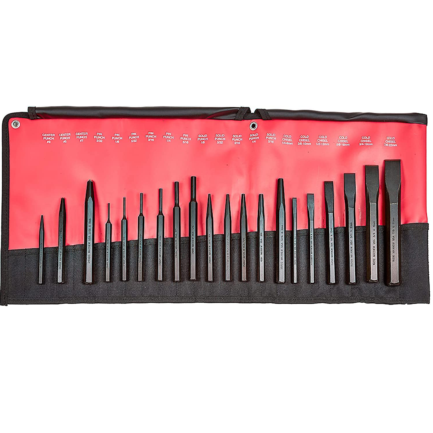 Mayhew Steel 61020 20-Piece Punch & Chisel Set - Professional Metalworking Tools for Automotive Repair, Woodworking & DIY Projects