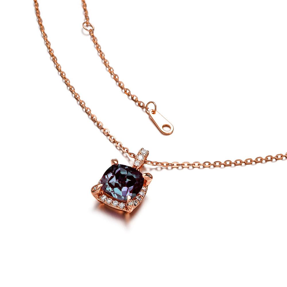 3 CT Cushion Cut Alexandrite Moissanite Pave Pendant Necklace - Elegant Jewelry for Weddings, Anniversaries & Special Occasions