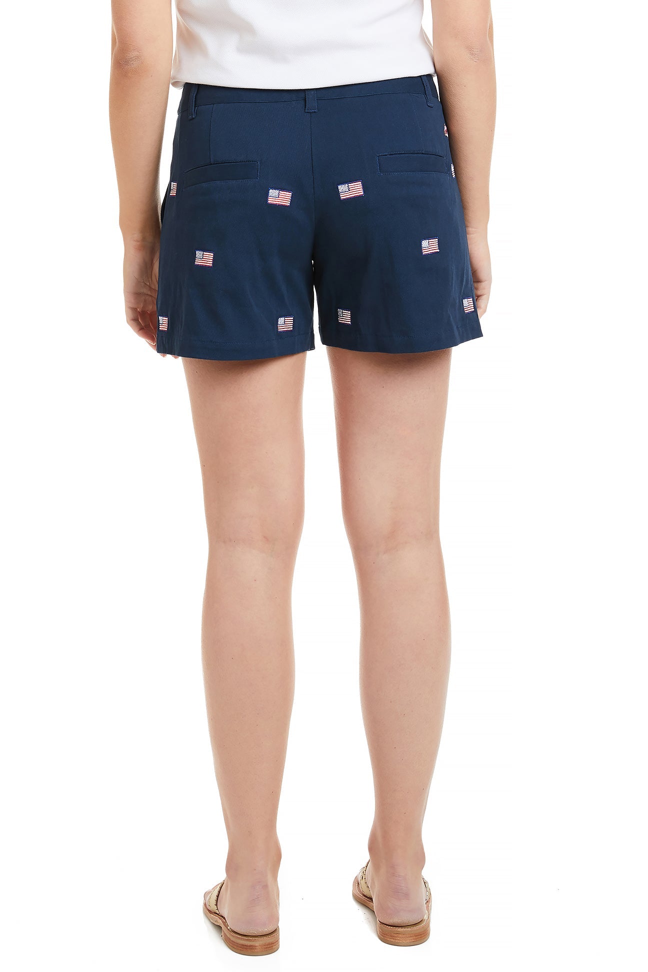 Stretch Twill Nantucket Navy Sailing Shorts with American Flag - Comfortable & Stylish for Boating, Yachting and Summer Outdoor Activities
