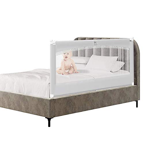 MAYbabe Extra Long & Tall Baby Bed Rail Guard - 60 Inches Wide for Queen Size Beds, Safe & Sturdy Toddler Bed Rail (Gray, 1 Pack) - Perfect for Kids' Room, Daycare, and Travel Use